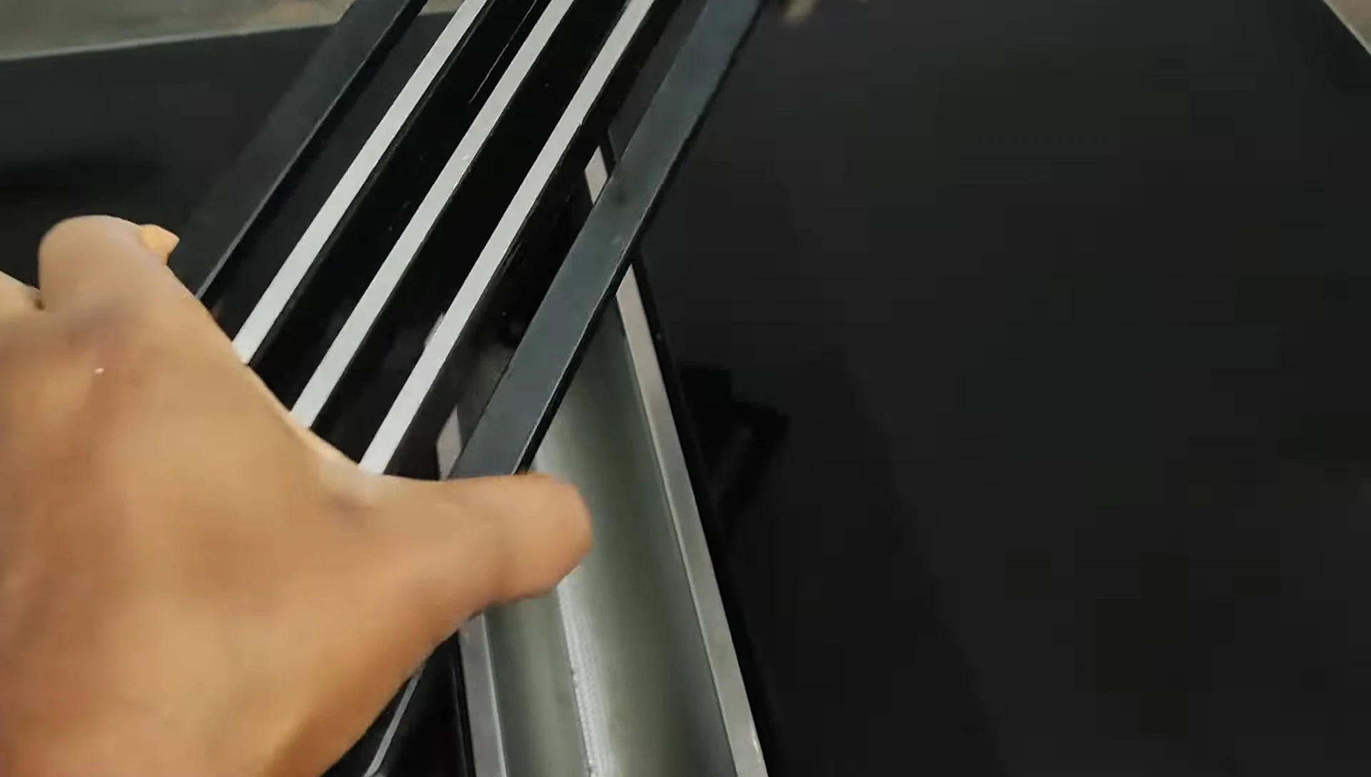 Wide shot of the sleek Miele induction cooktop