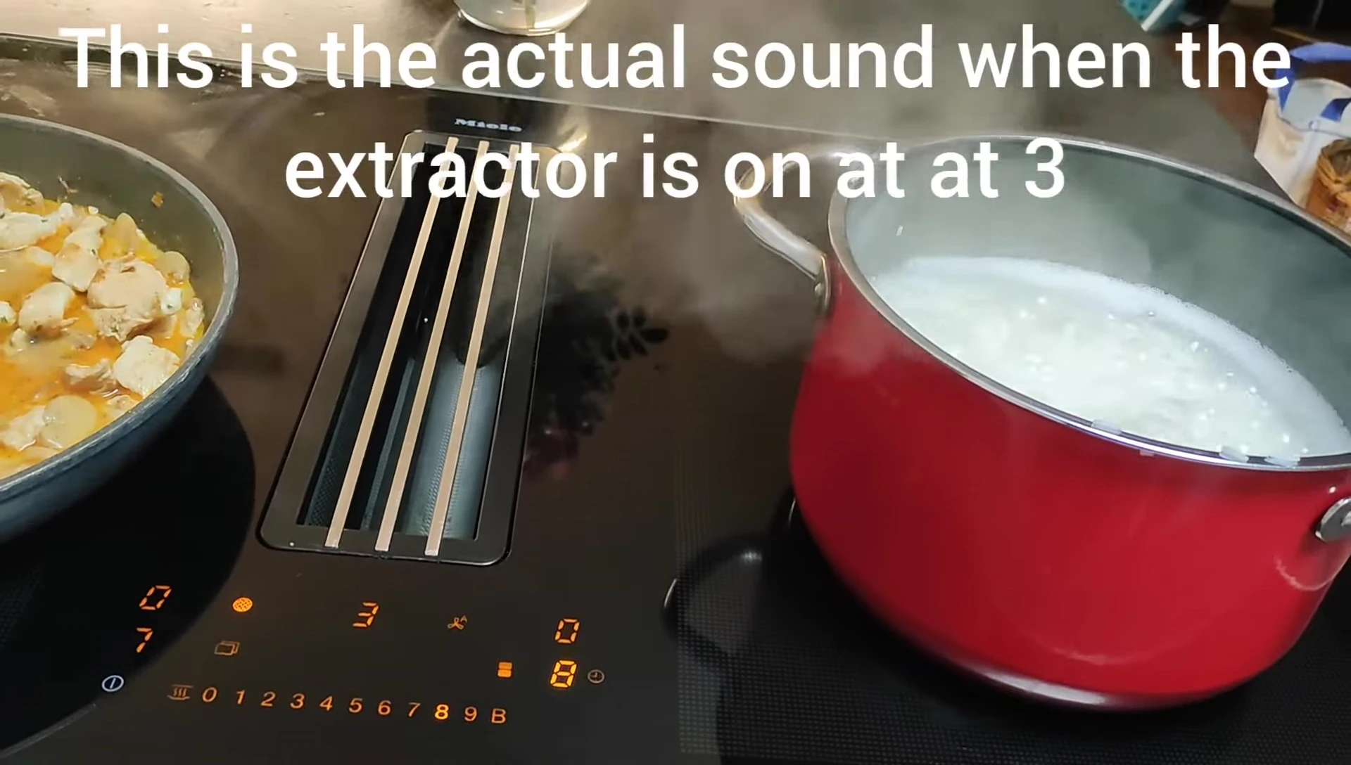 Close-up of the integrated extractor fan controls