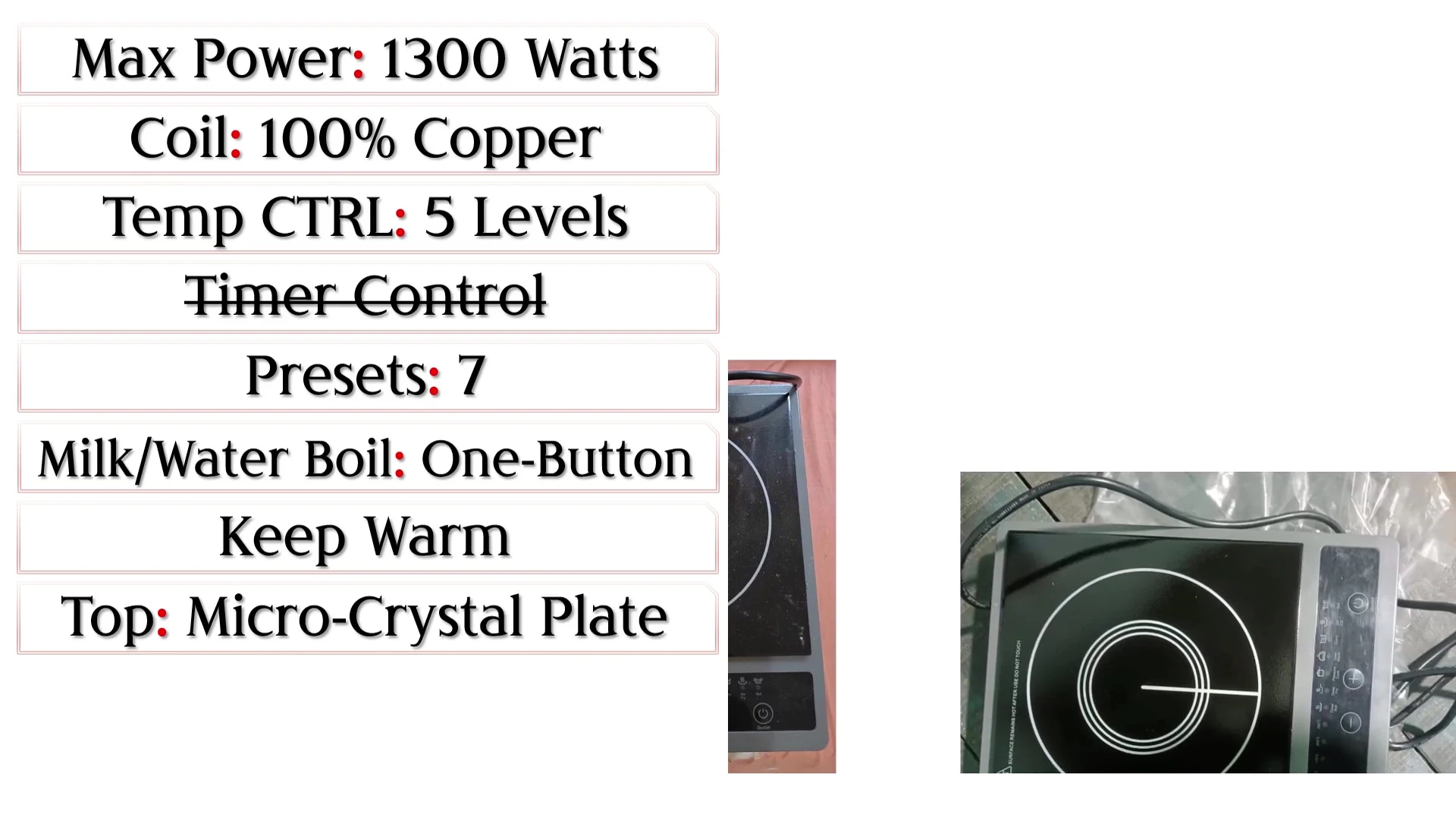 Overview of the cooktop's design and build quality.