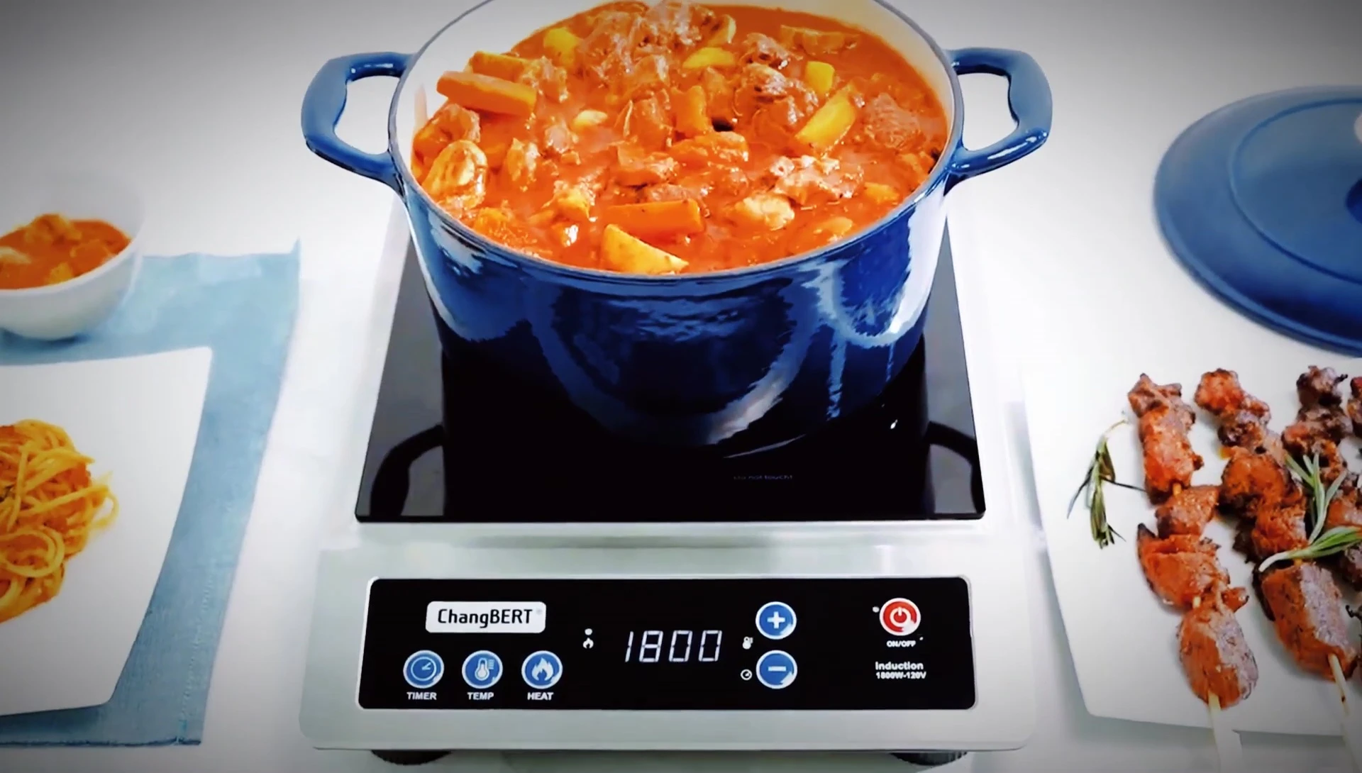 View of the cooktop's 8-inch heating coil and ceramic glass top.