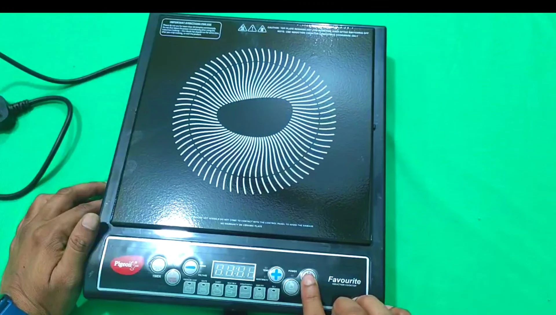 Close-up of the control panel