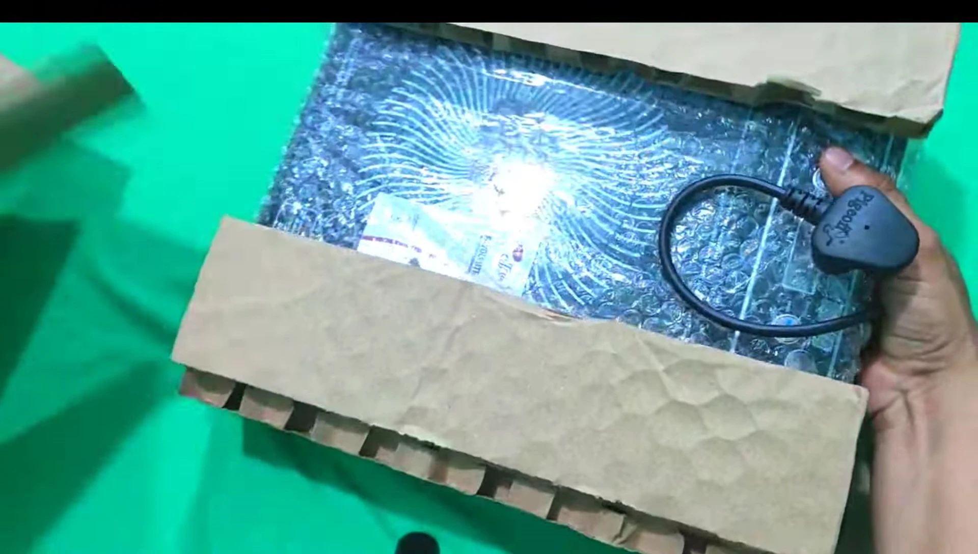 Close-up of the bubble wrap packaging