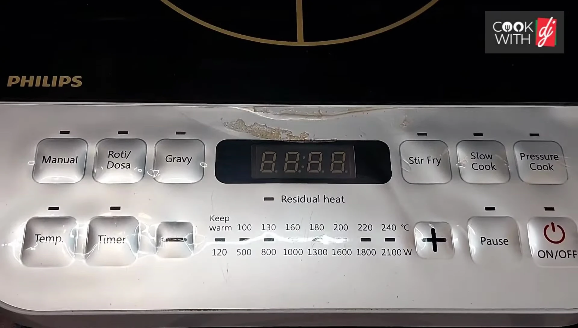View of the control panel showing the user interface