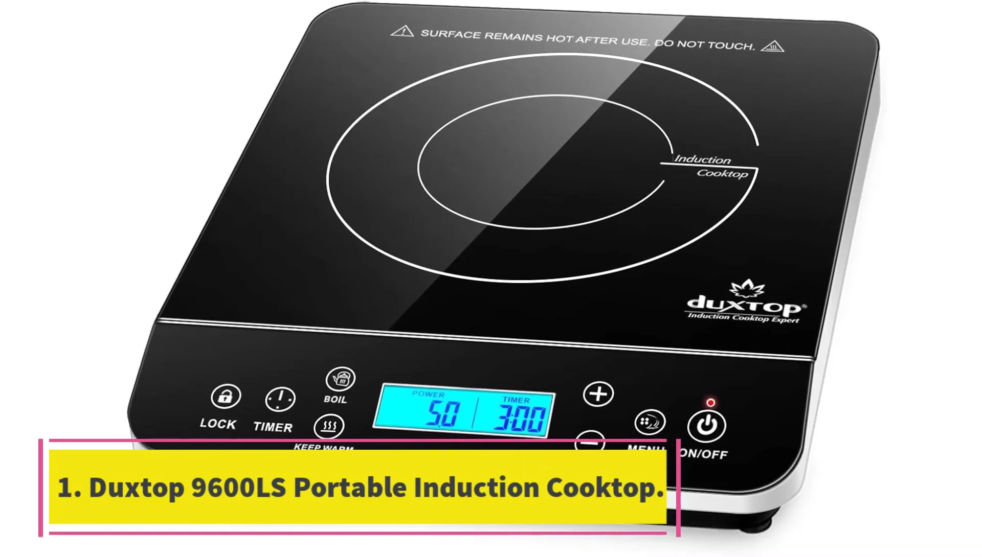DuckStop 9600 LS portable induction cooktop showcasing its control panel
