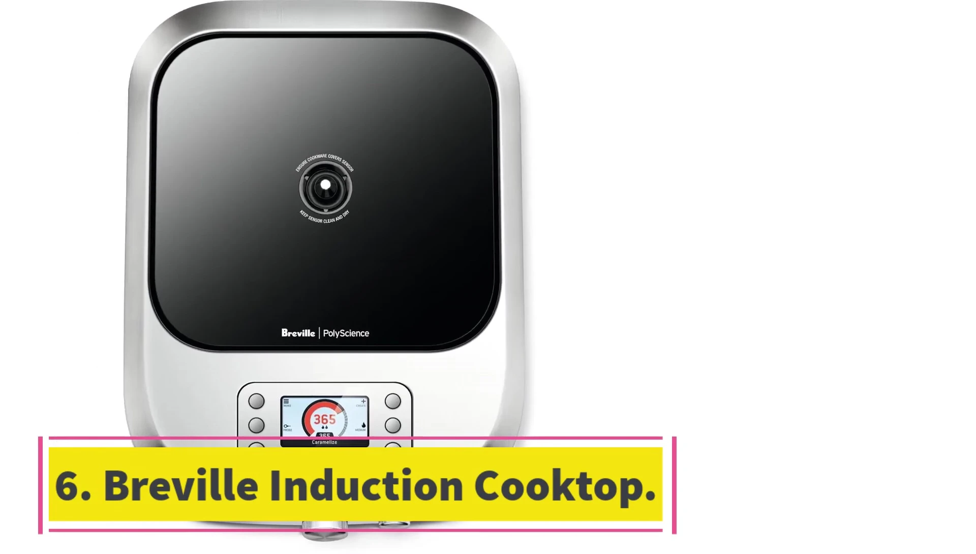 The Breville induction cooktop showcasing its sleek design and controls