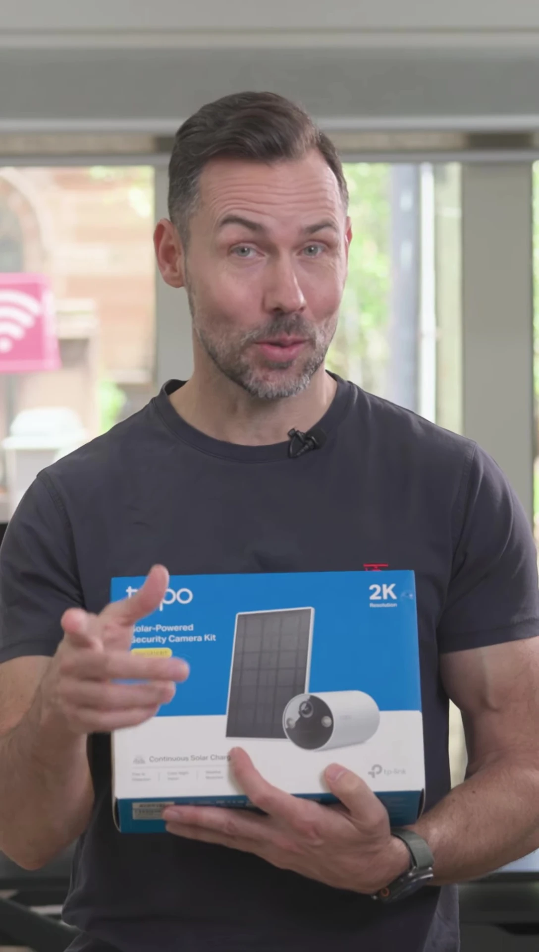 The Tapo C410 camera kit, showing the camera and solar panel together.