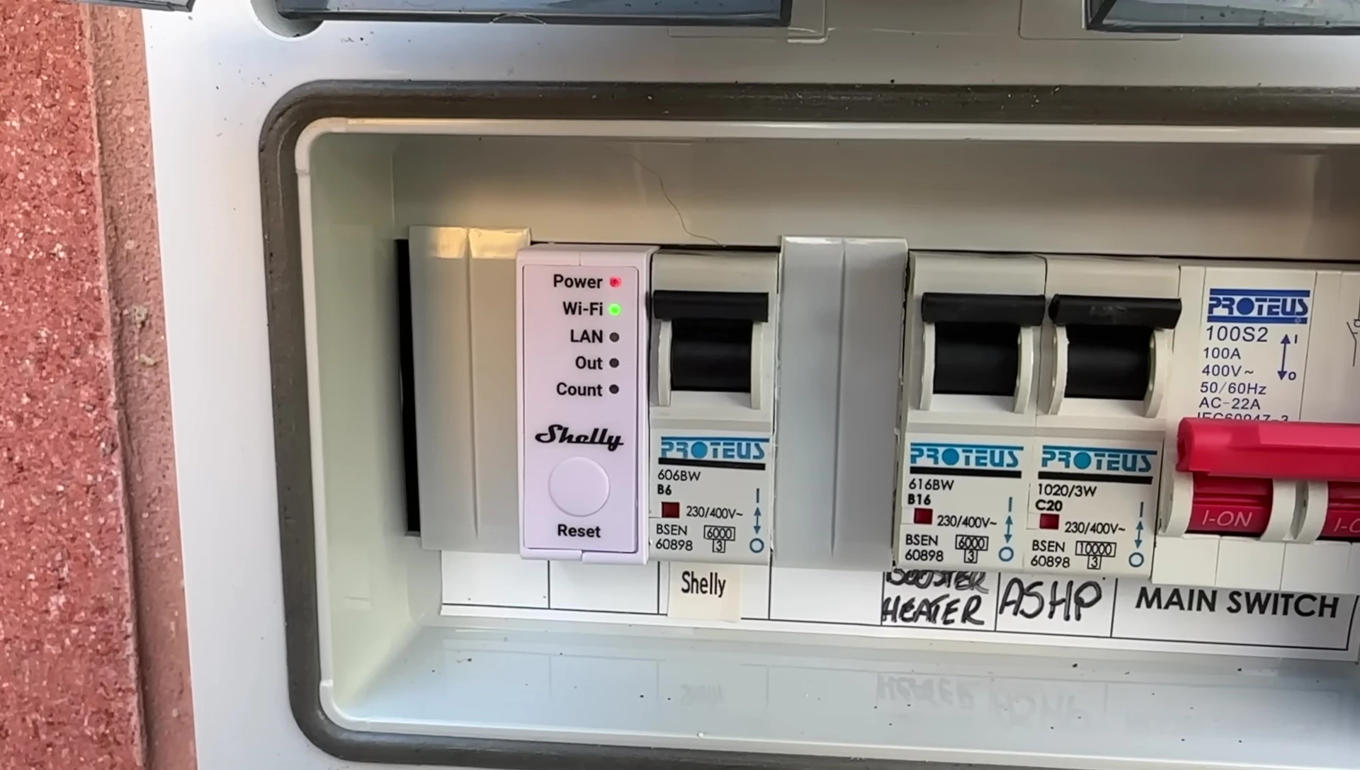 Shelly Pro 3EM device shown