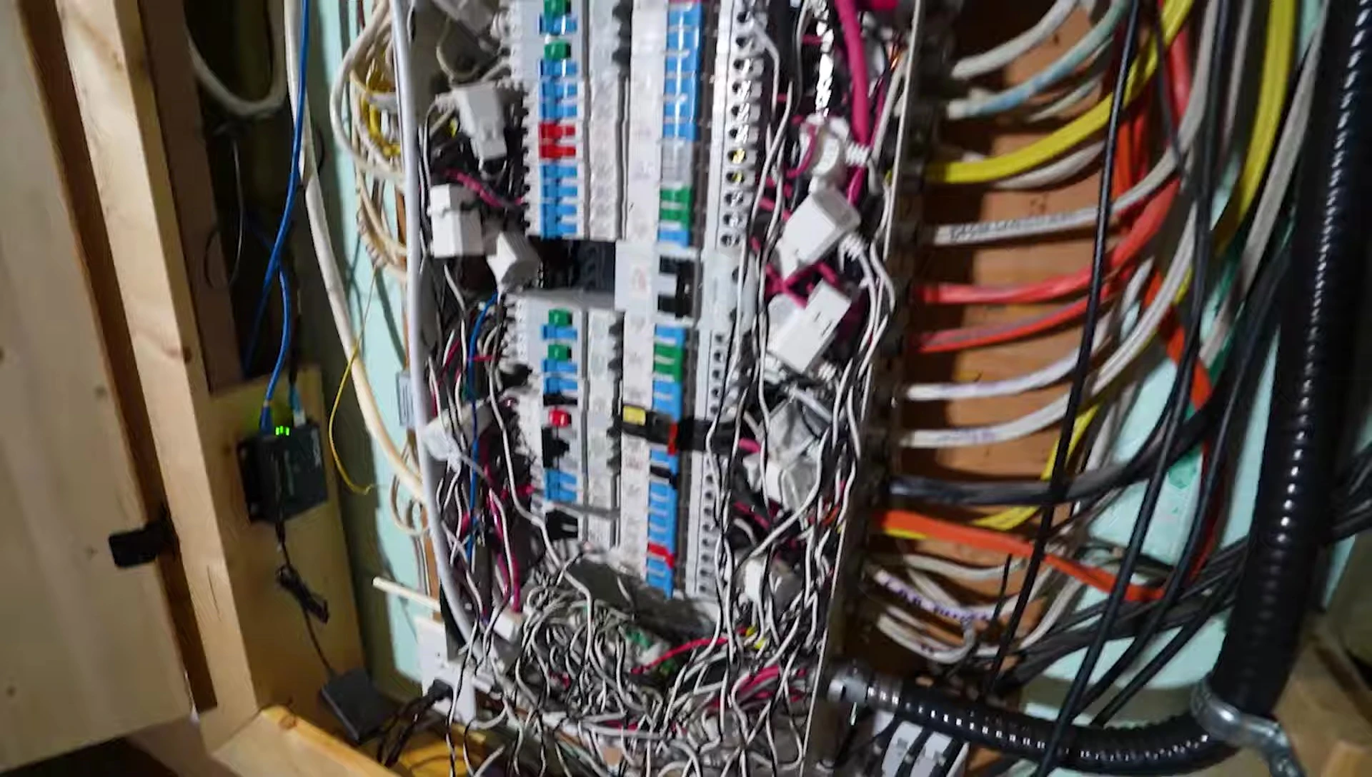 A view of the electrical panel with the Emporia Energy Monitor hardware installed