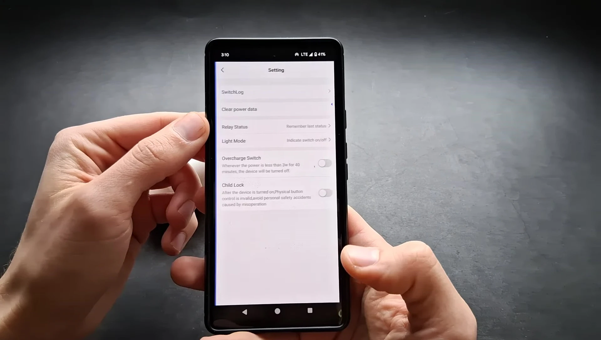 Screenshot showing the advanced settings within the app.