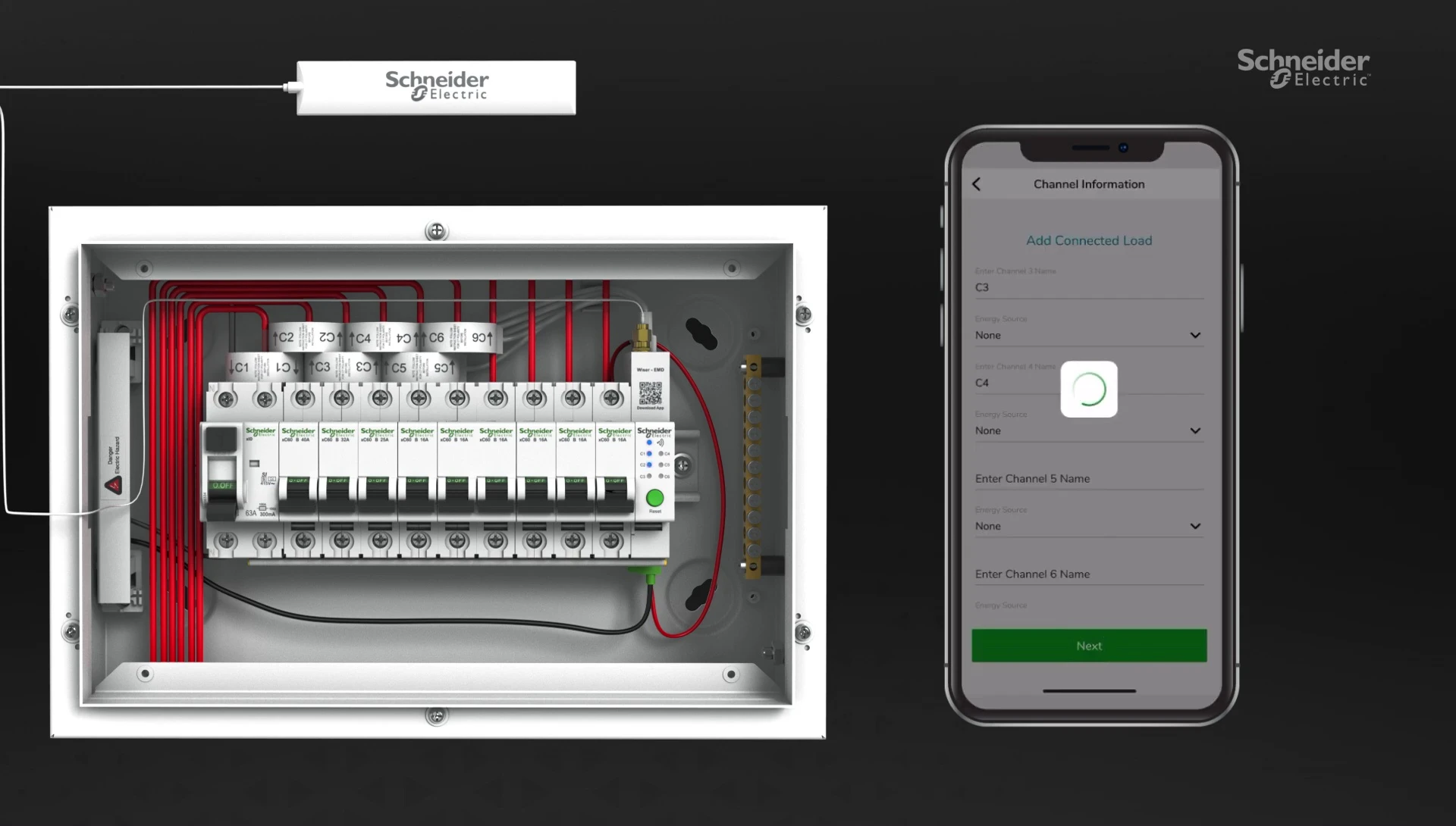 App interface displaying energy consumption data