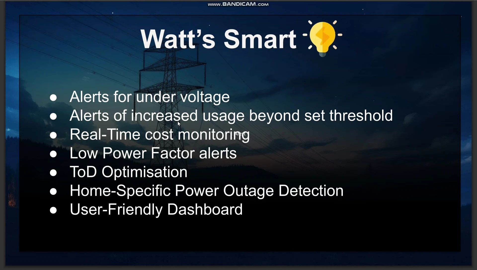 Alert notification example on the dashboard