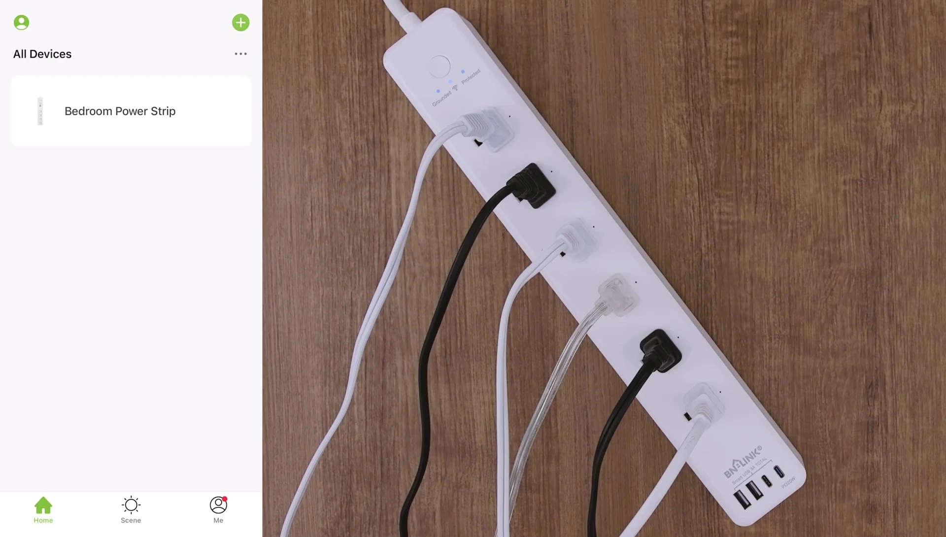 App interface showing outlet control