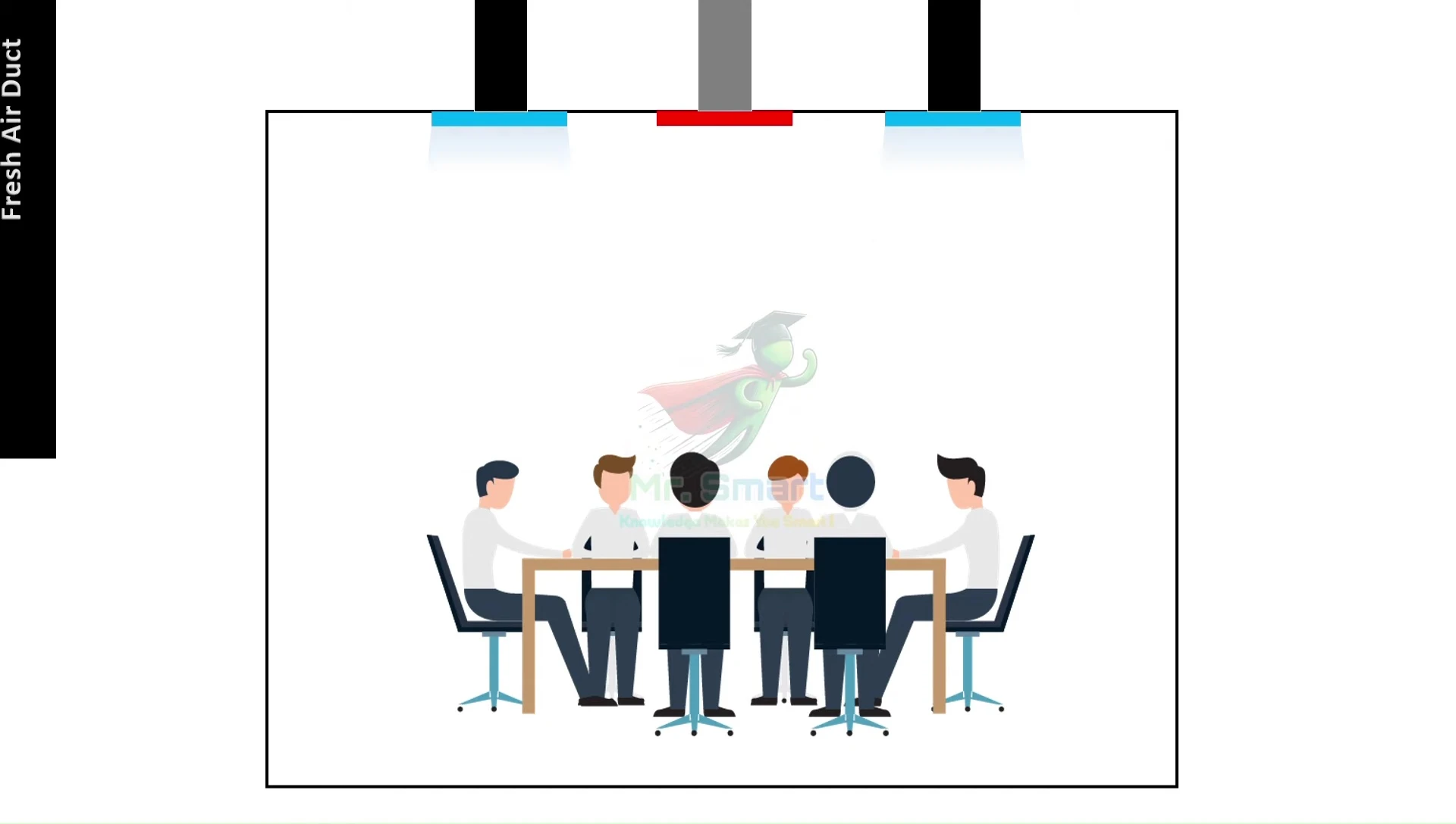 Image illustrating a traditional HVAC system operating inefficiently in an empty room.