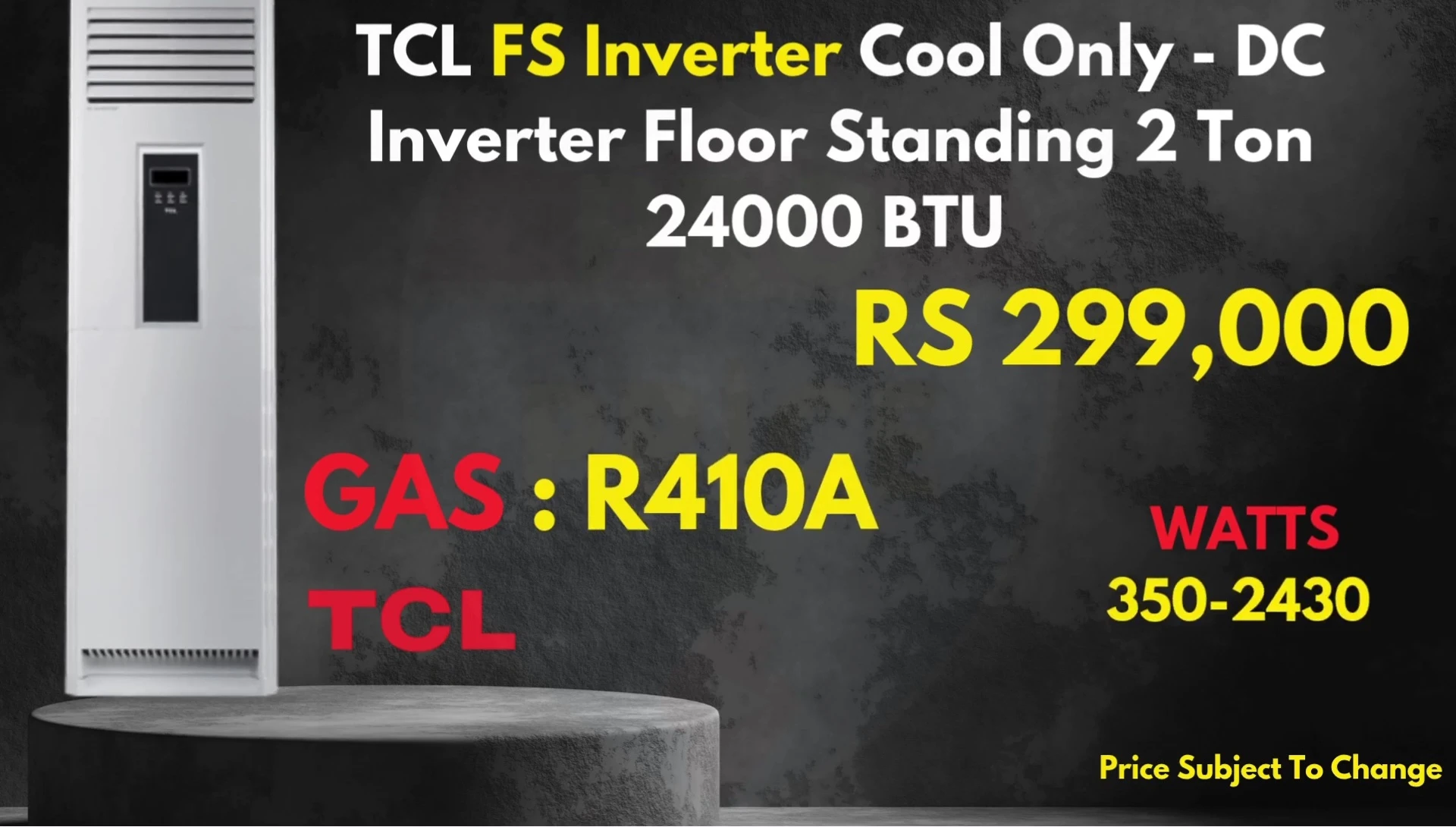 TCL FS Inverter Floor Standing AC specifications