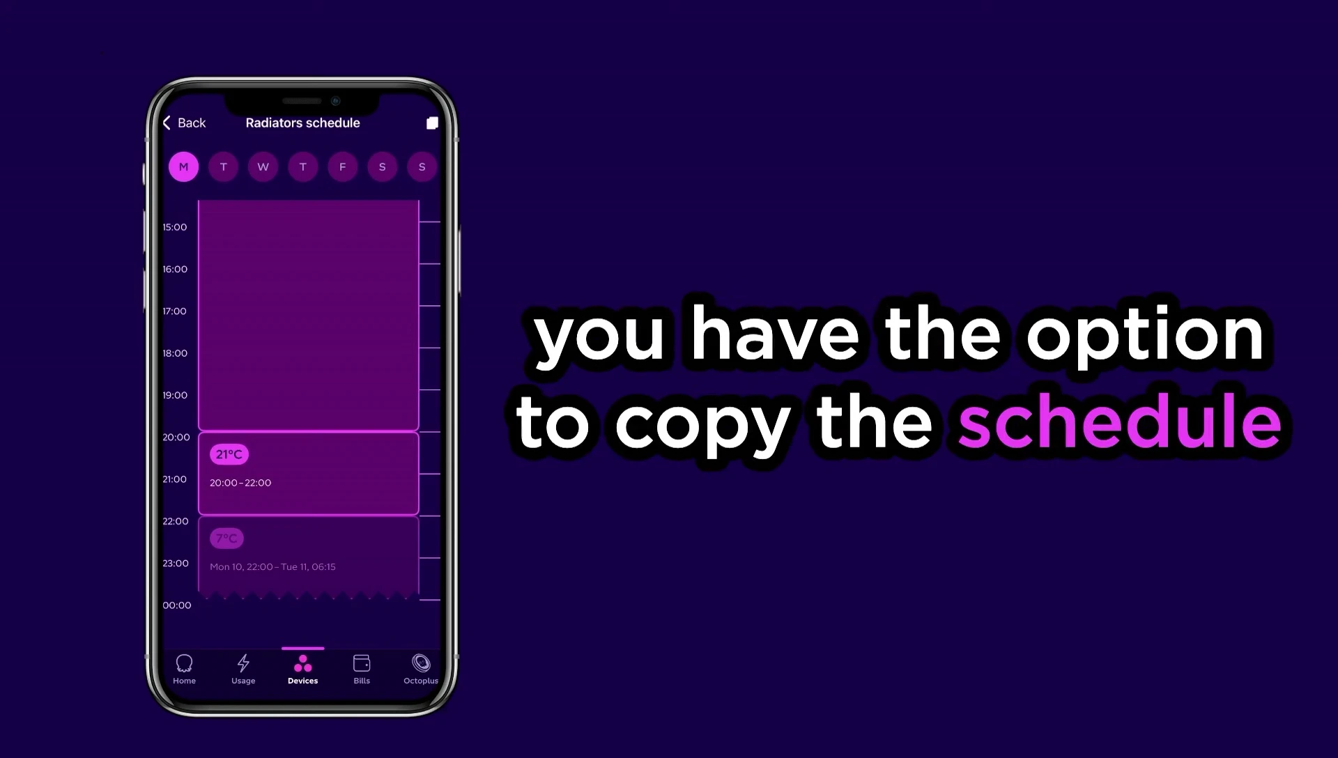 Screenshot highlighting the 'Copy' button in the Cosy app.