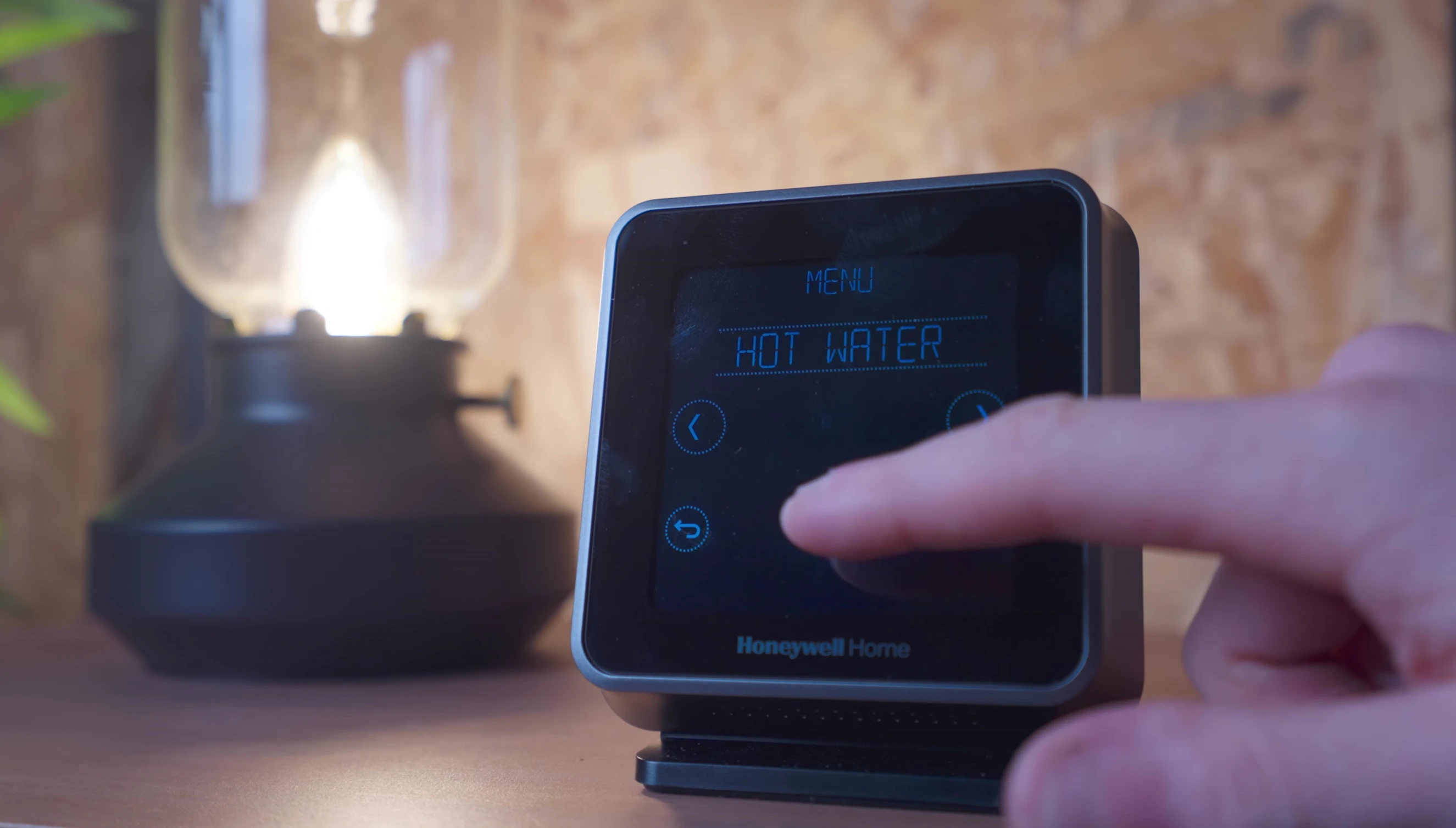 The hot water settings menu on the thermostat.
