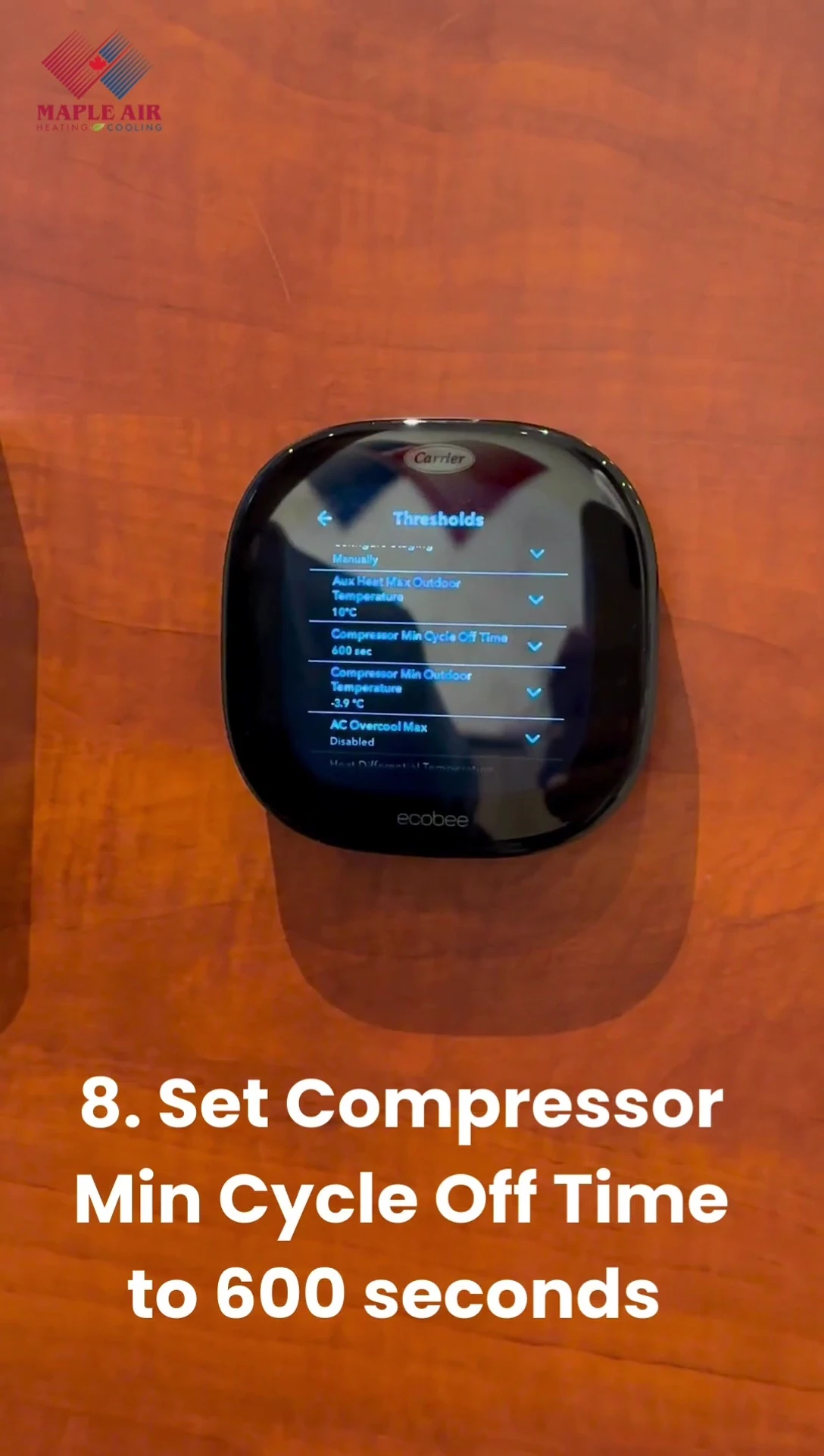 Screenshot showing the Compressor Minimum Cycle Off Time setting.