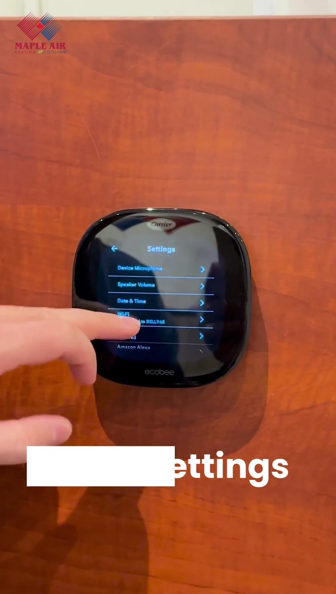 Screenshot showing the 'Installation Settings' or 'Advanced Options' menu within the Ecobee thermostat.