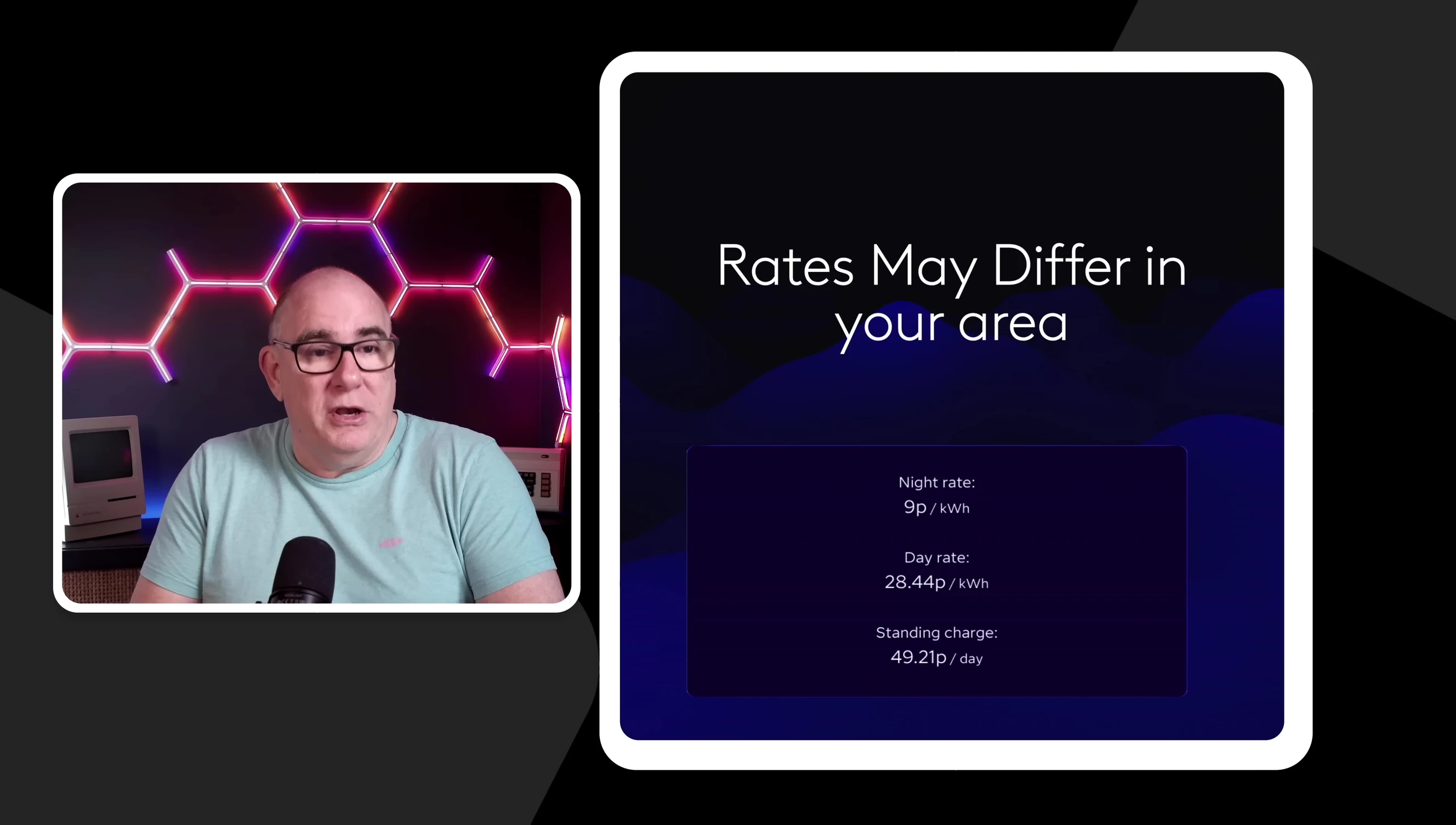 Close-up on the screen showing night and day rates.