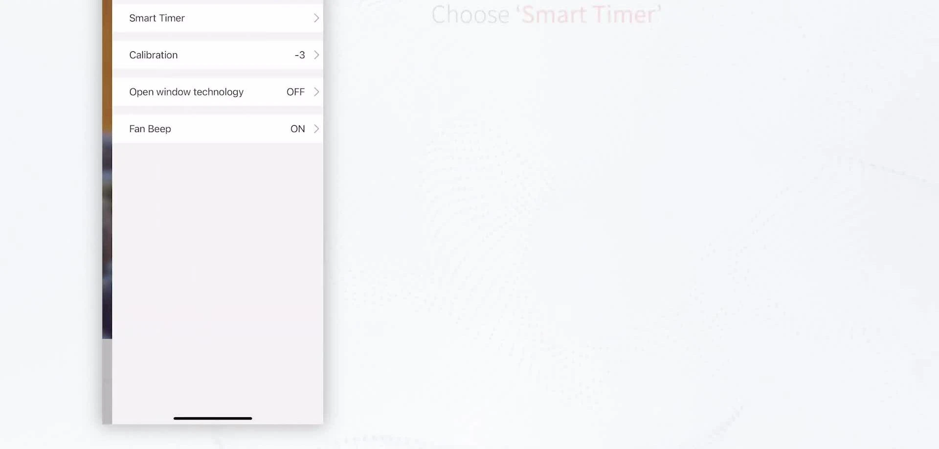 Screenshot showing the Smart Timer settings menu