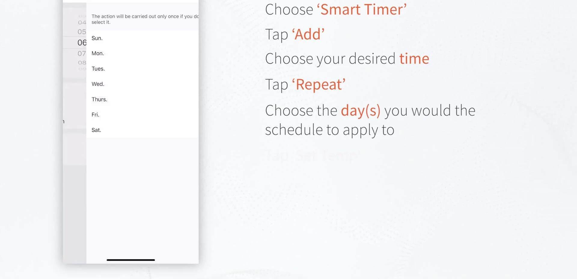 Screenshot showing the temperature setting option