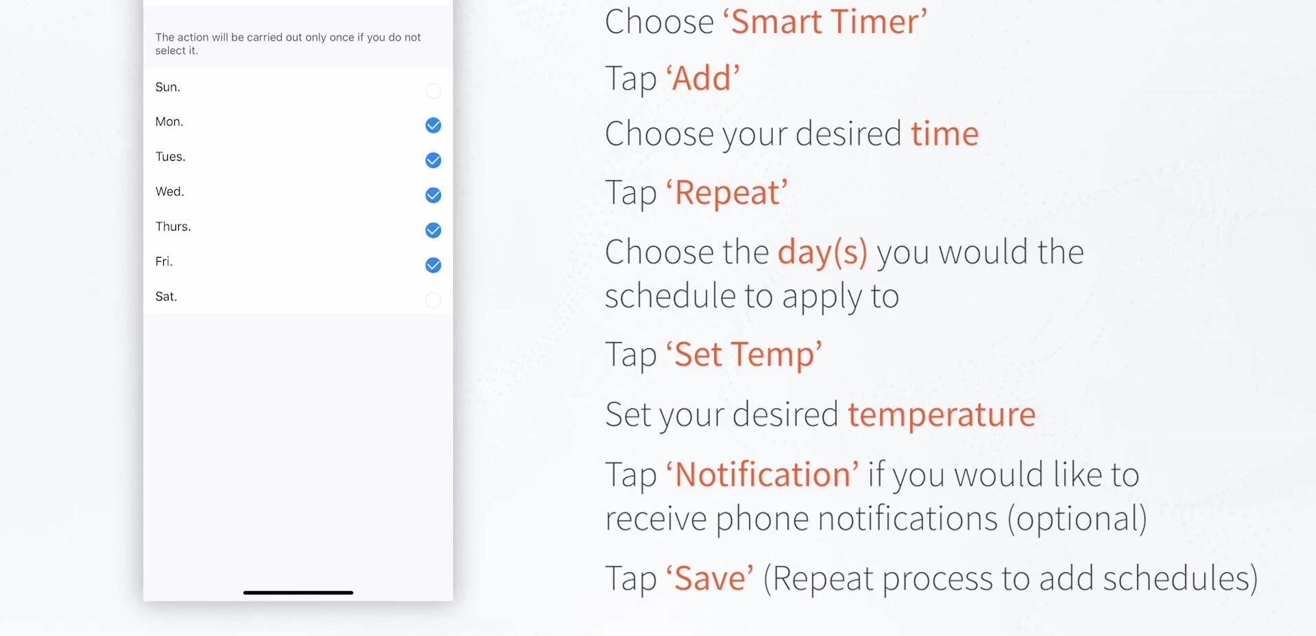 Screenshot showcasing the setback temperature setting