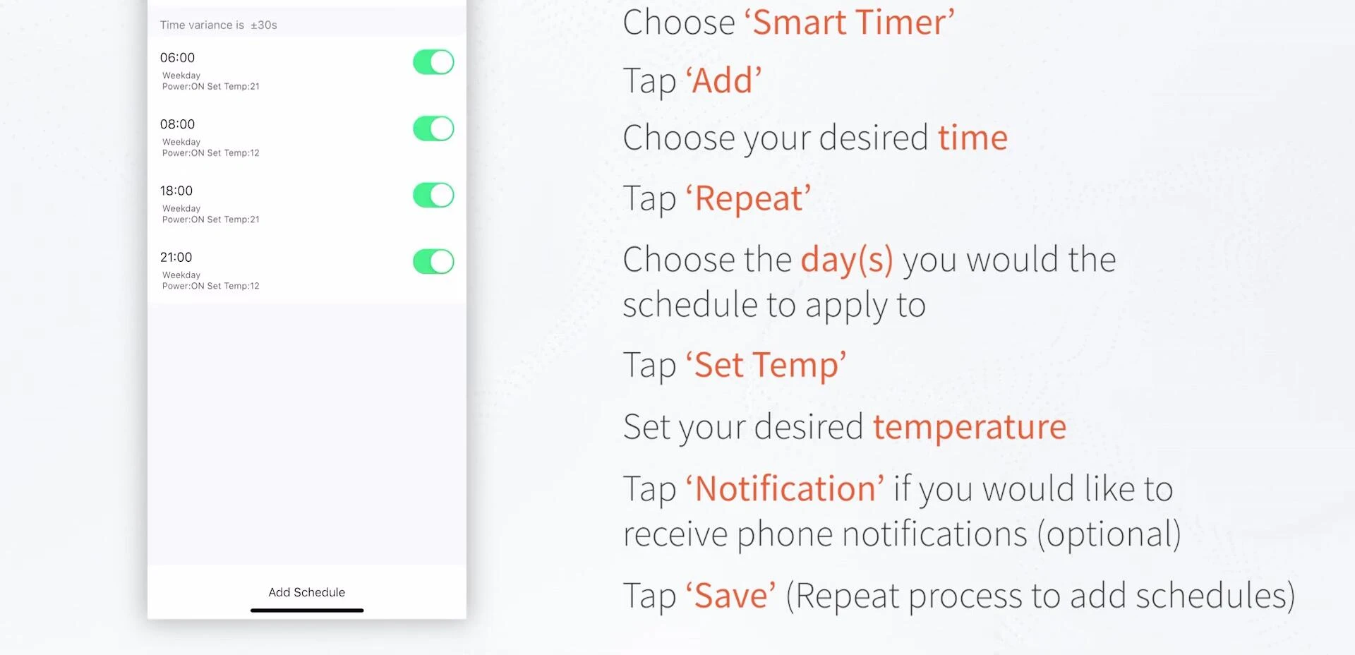 Screenshot showing the creation of a weekend schedule