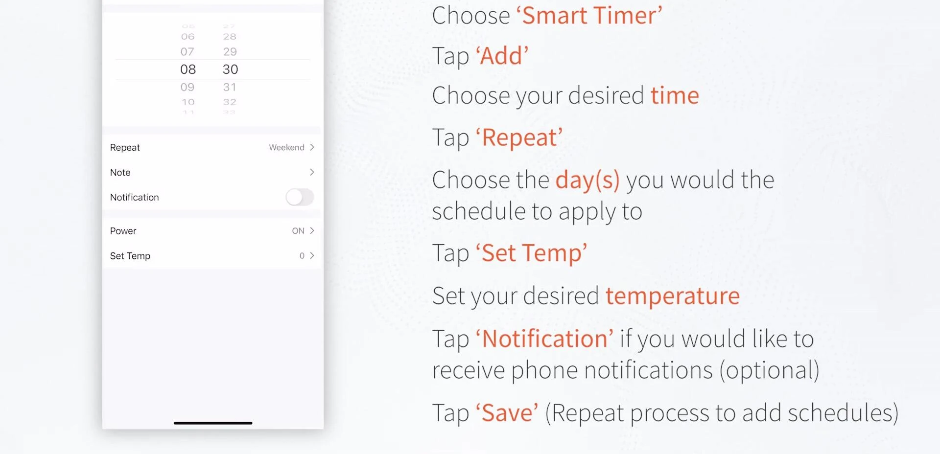 Screenshot showing weekend schedule time adjustments
