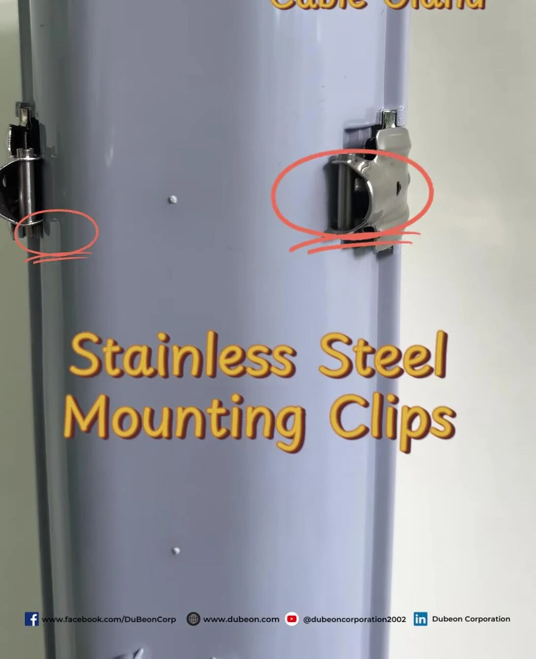 Showcase of the stainless steel mounting tips and cable