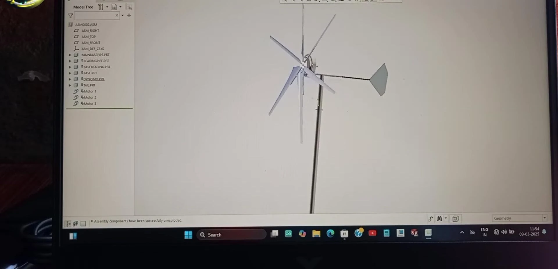 Creo Parametric design of the wind turbine