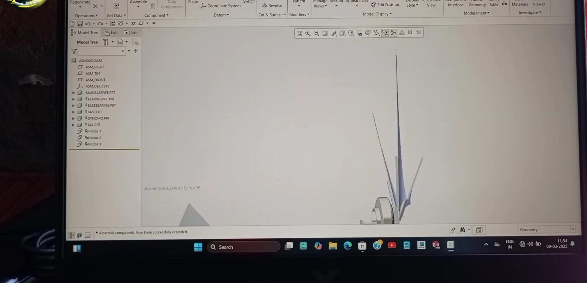 Exploded view of the wind turbine components