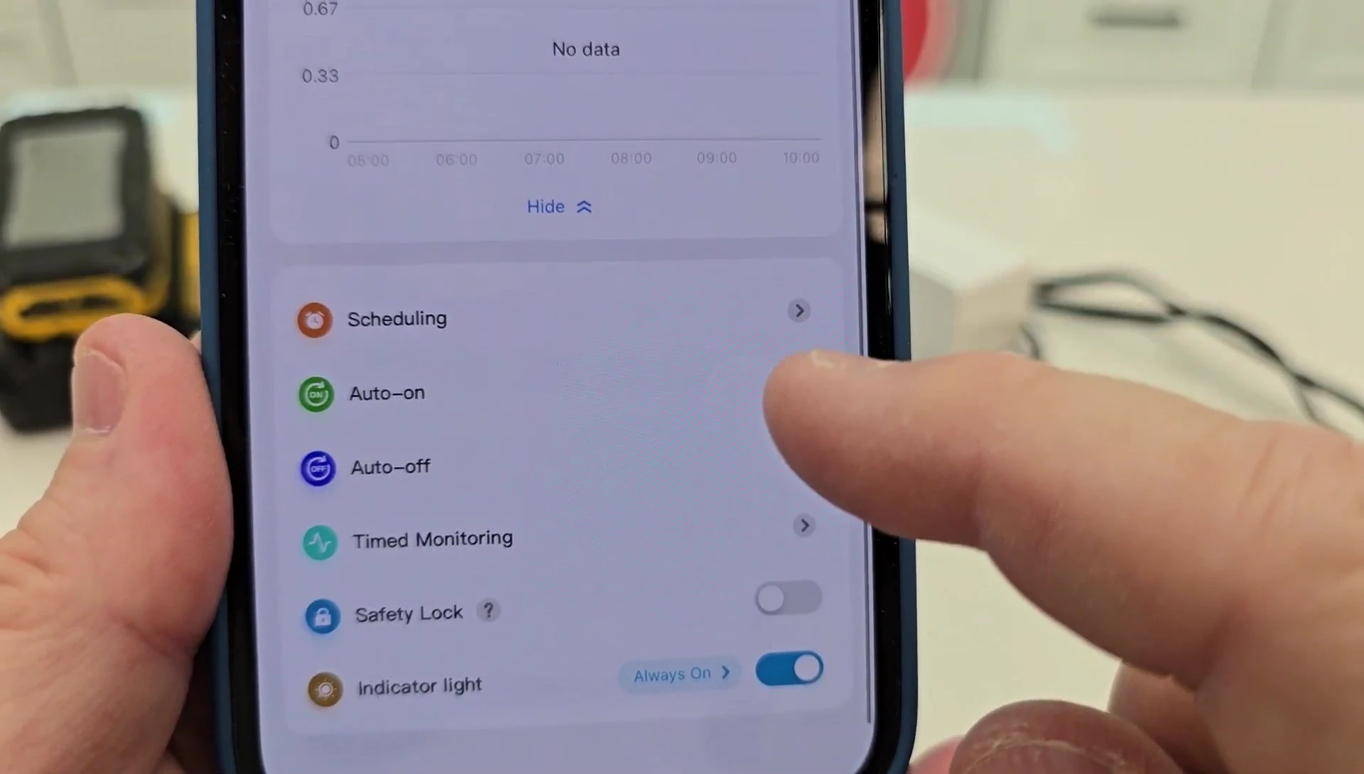 The app screen showcasing the scheduling features.