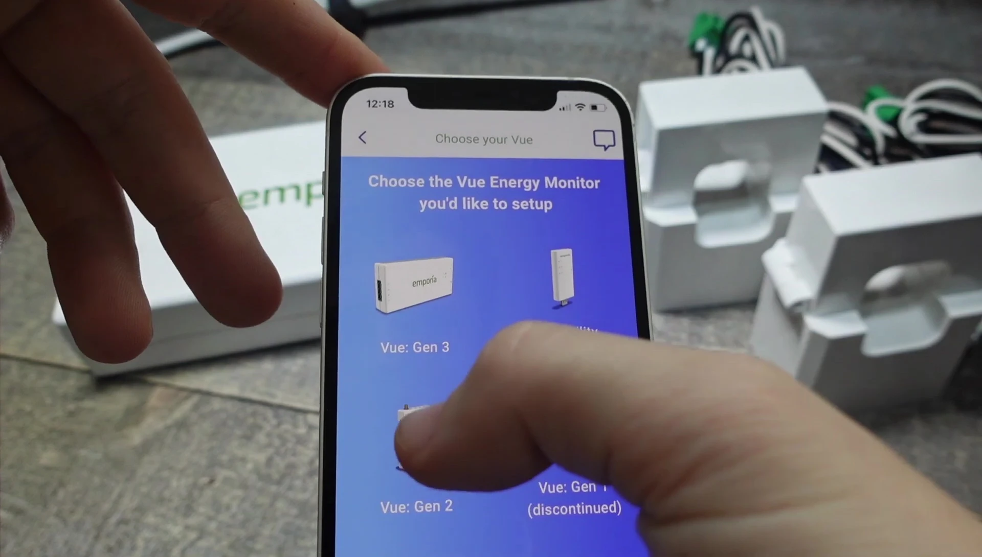 Screenshot of the 'Add a Device' screen in the Emporia app.