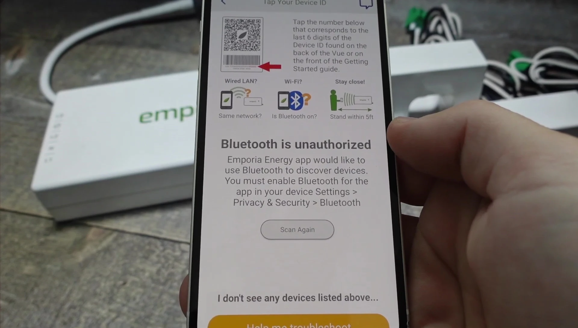 Screenshot of the in-app instructions during the setup process.