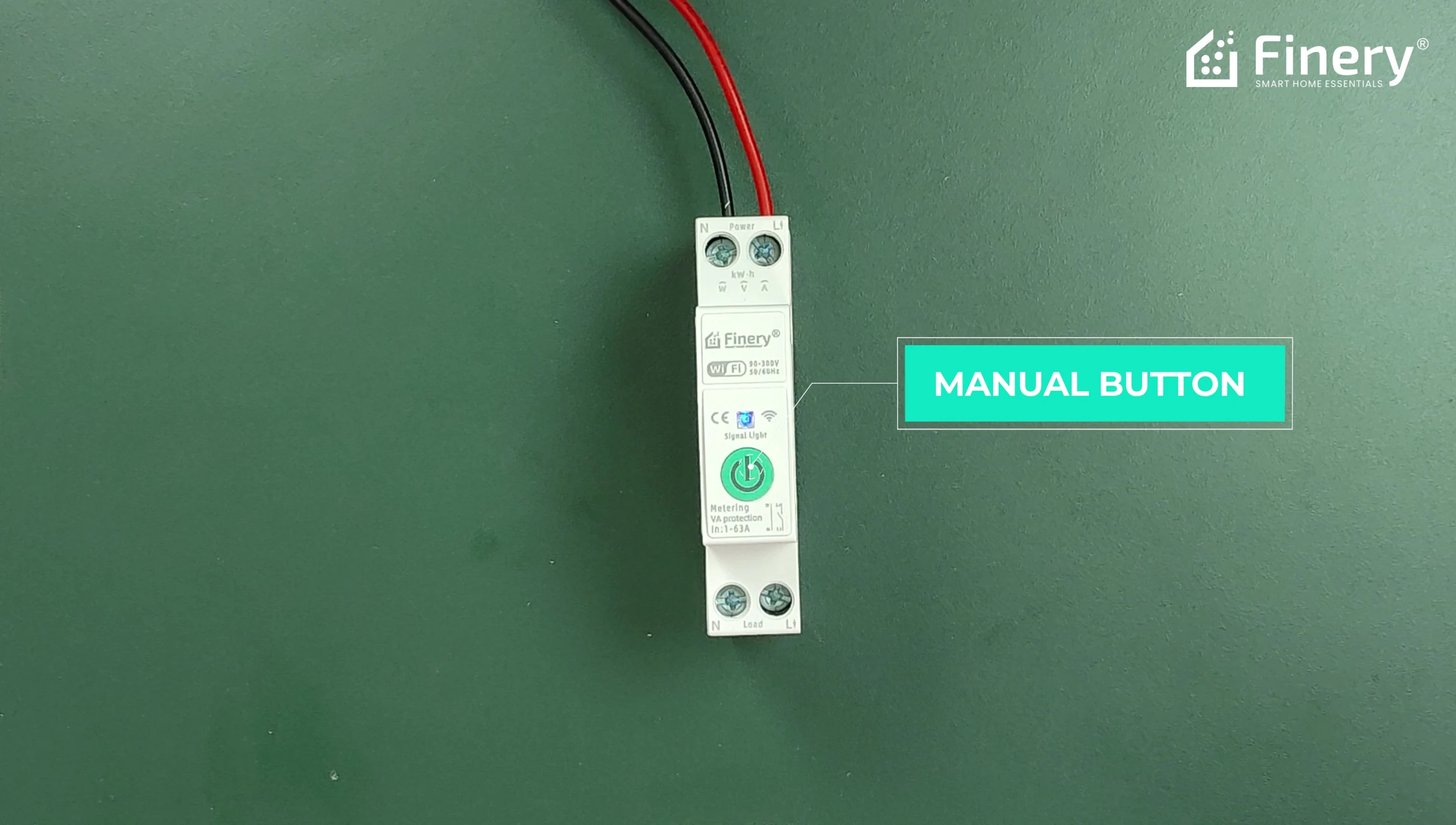 Close-up of the switch showing the manual on/off button