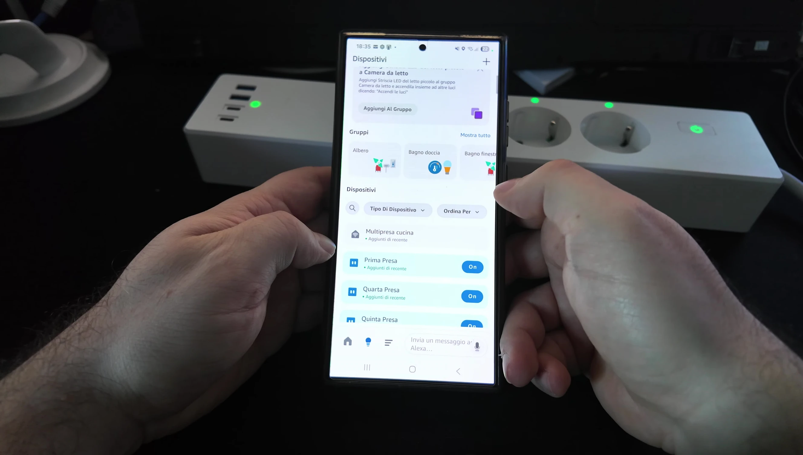 App screen showing successful connection and device control