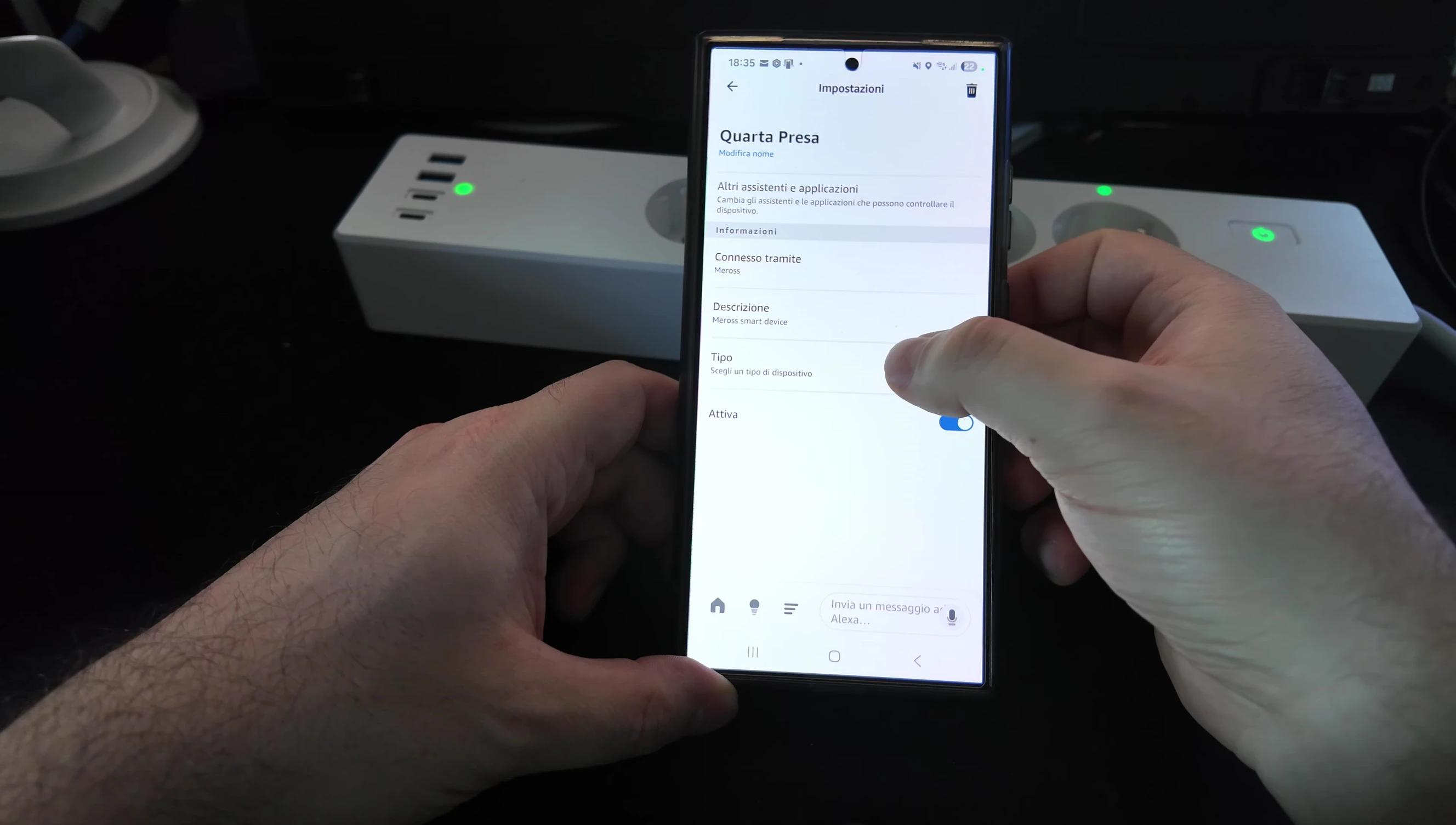 App showing individual outlet control