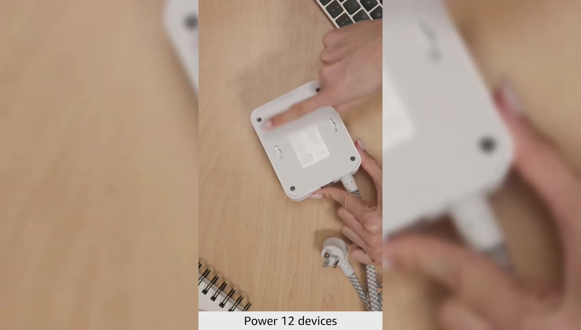 Close-up showing the outlet spacing and three-sided design