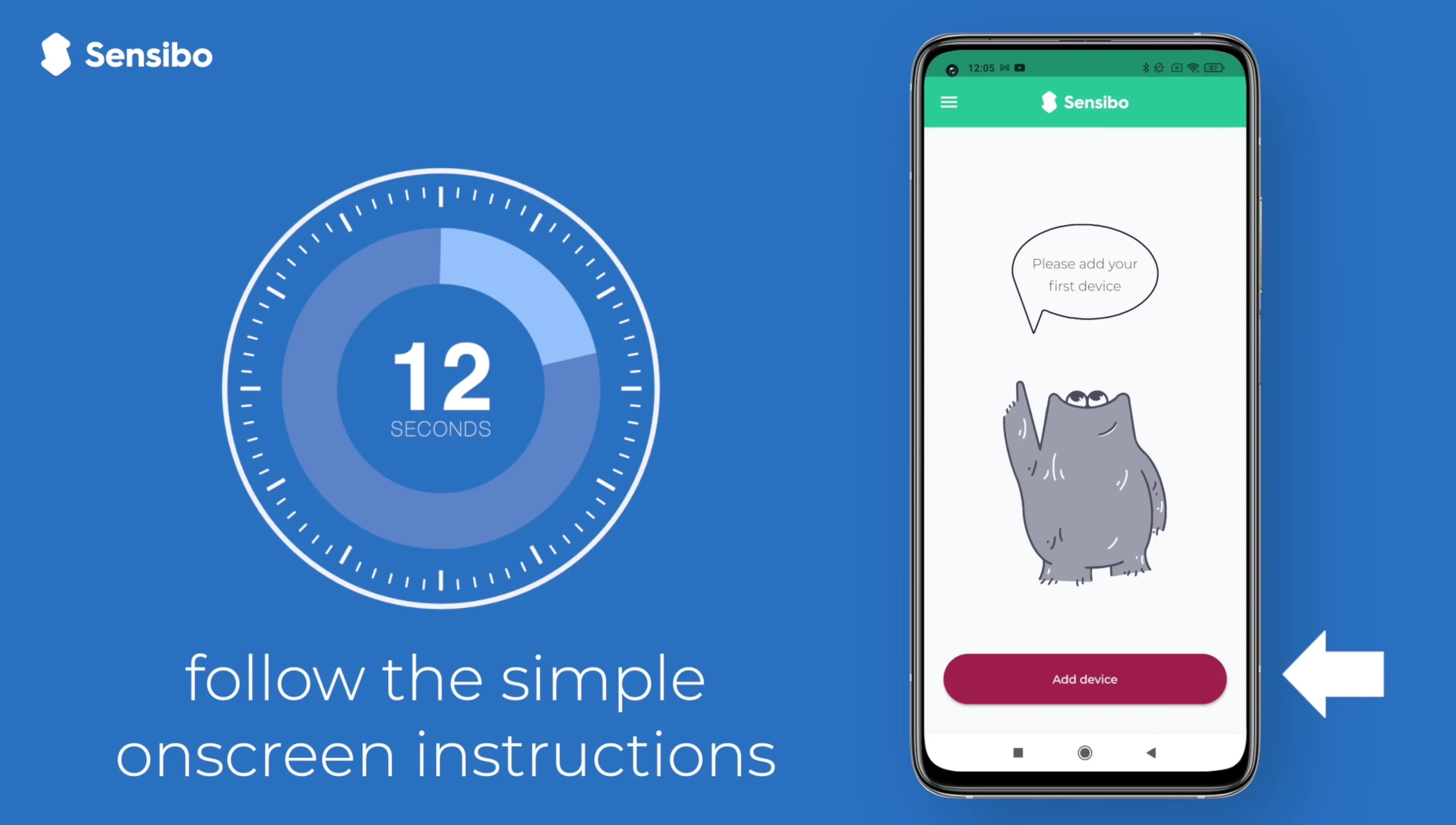 Screenshot showing the simple onscreen instructions during setup.