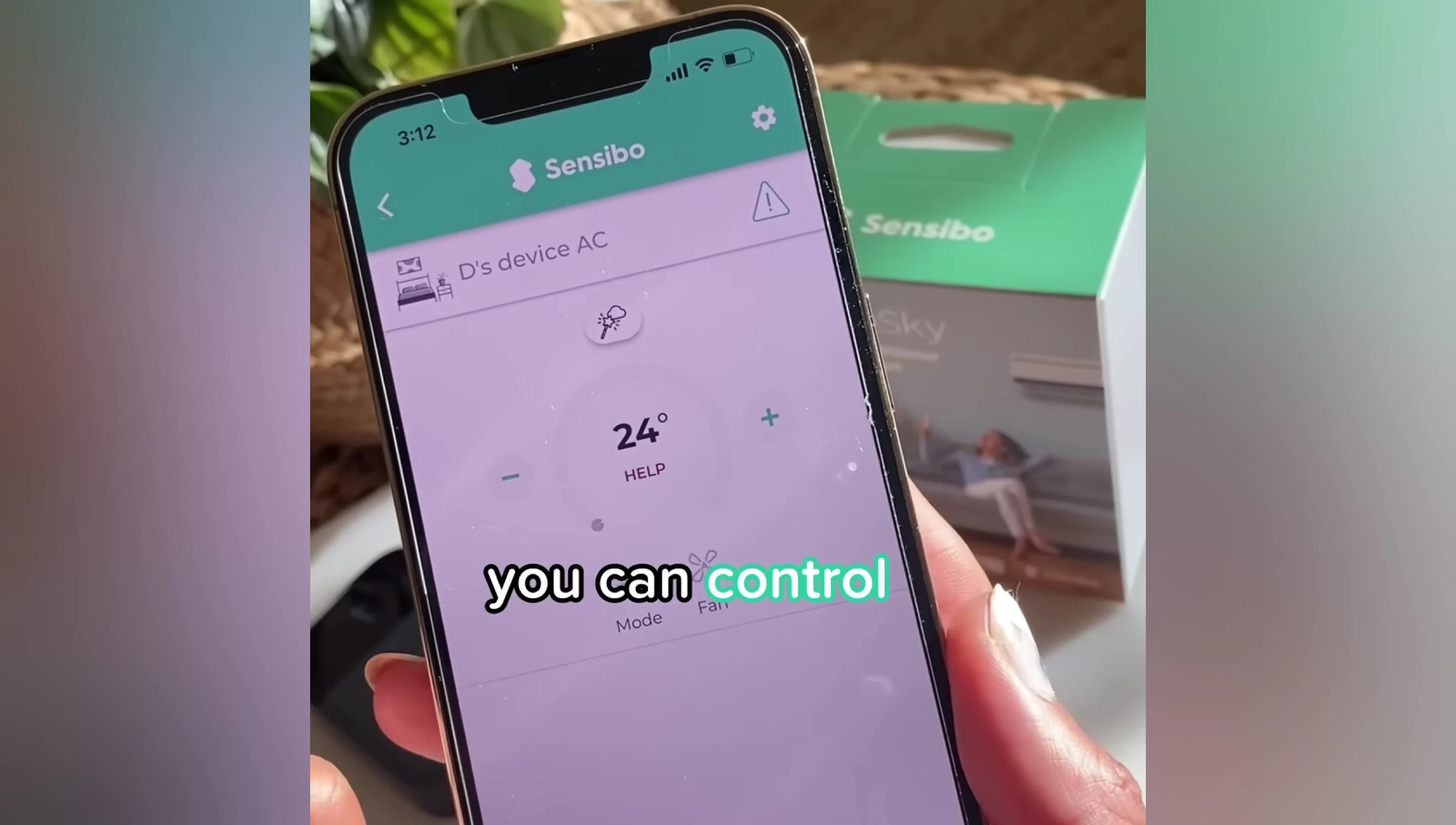 Screenshot showing the remote control features of the Sensibo app.