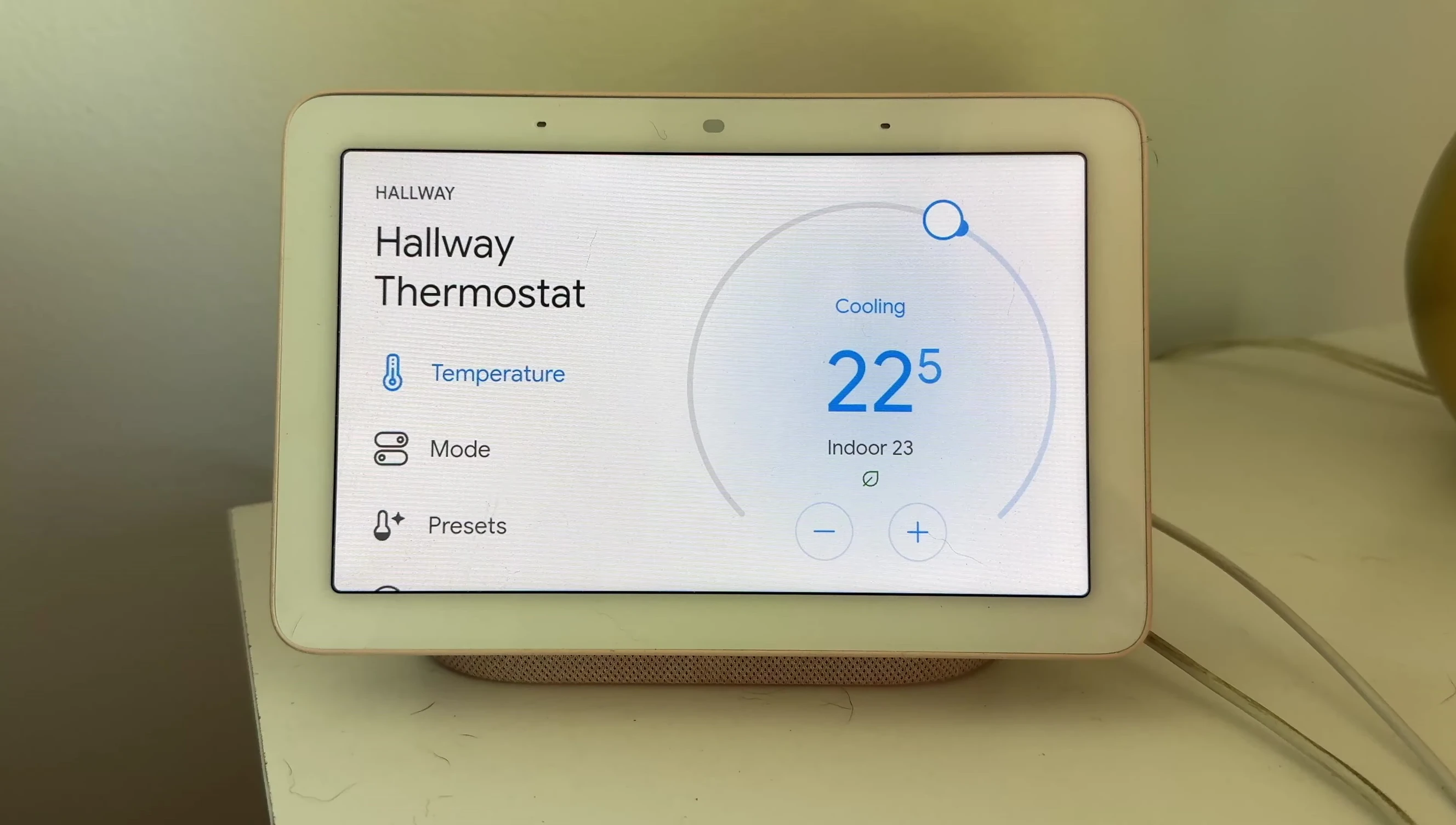Demonstrating the ease of voice control for temperature adjustment.
