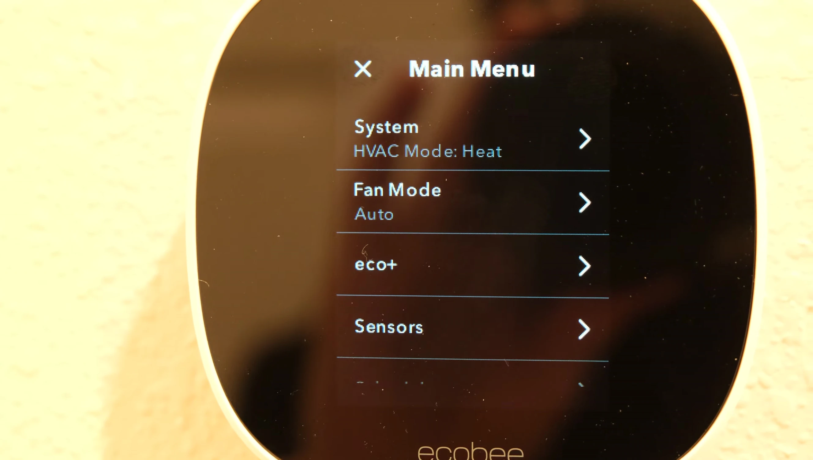 Screenshot showing the Ecobee Smart Sensor.