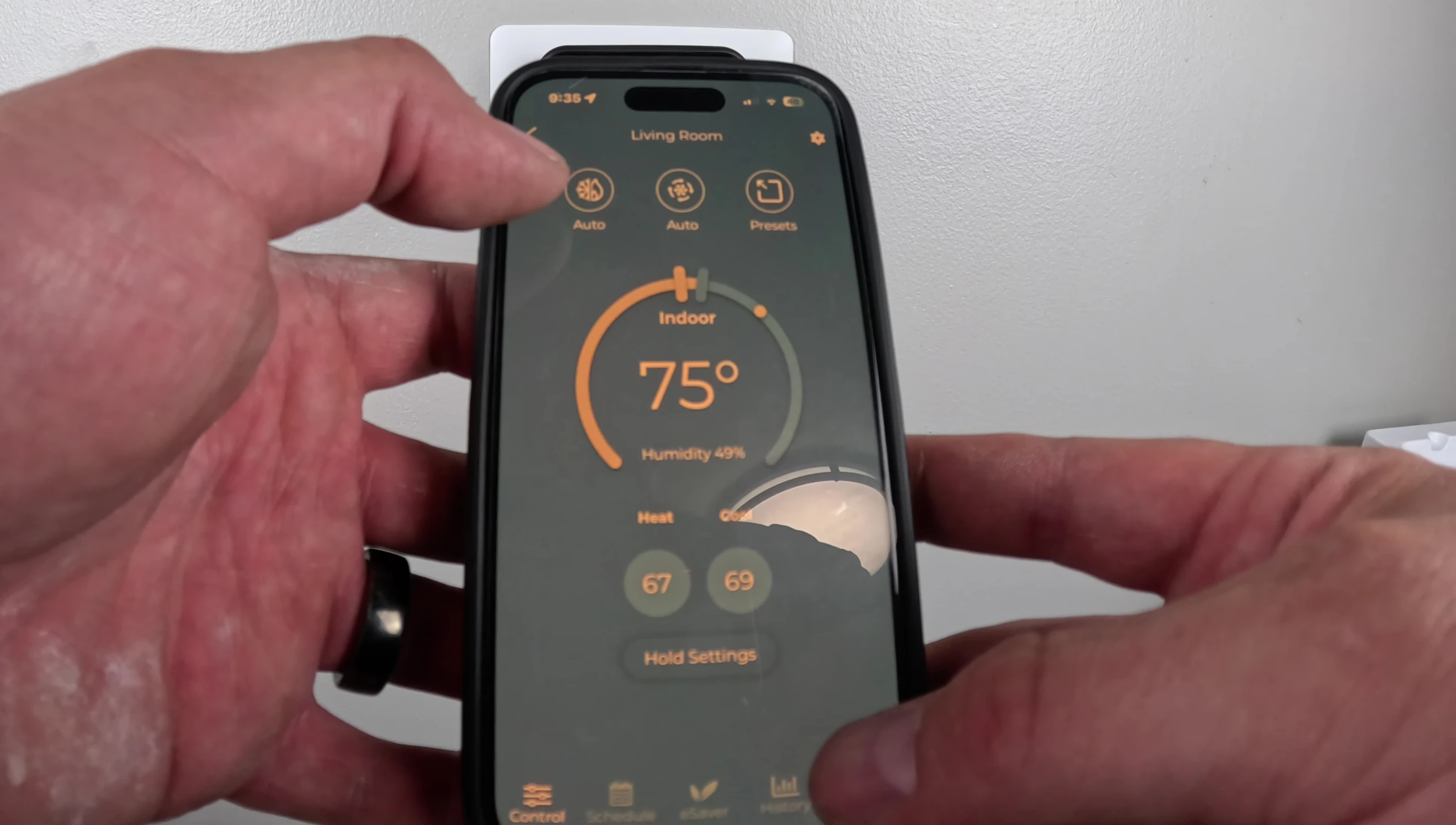 The Cielo Smart Thermostat app interface