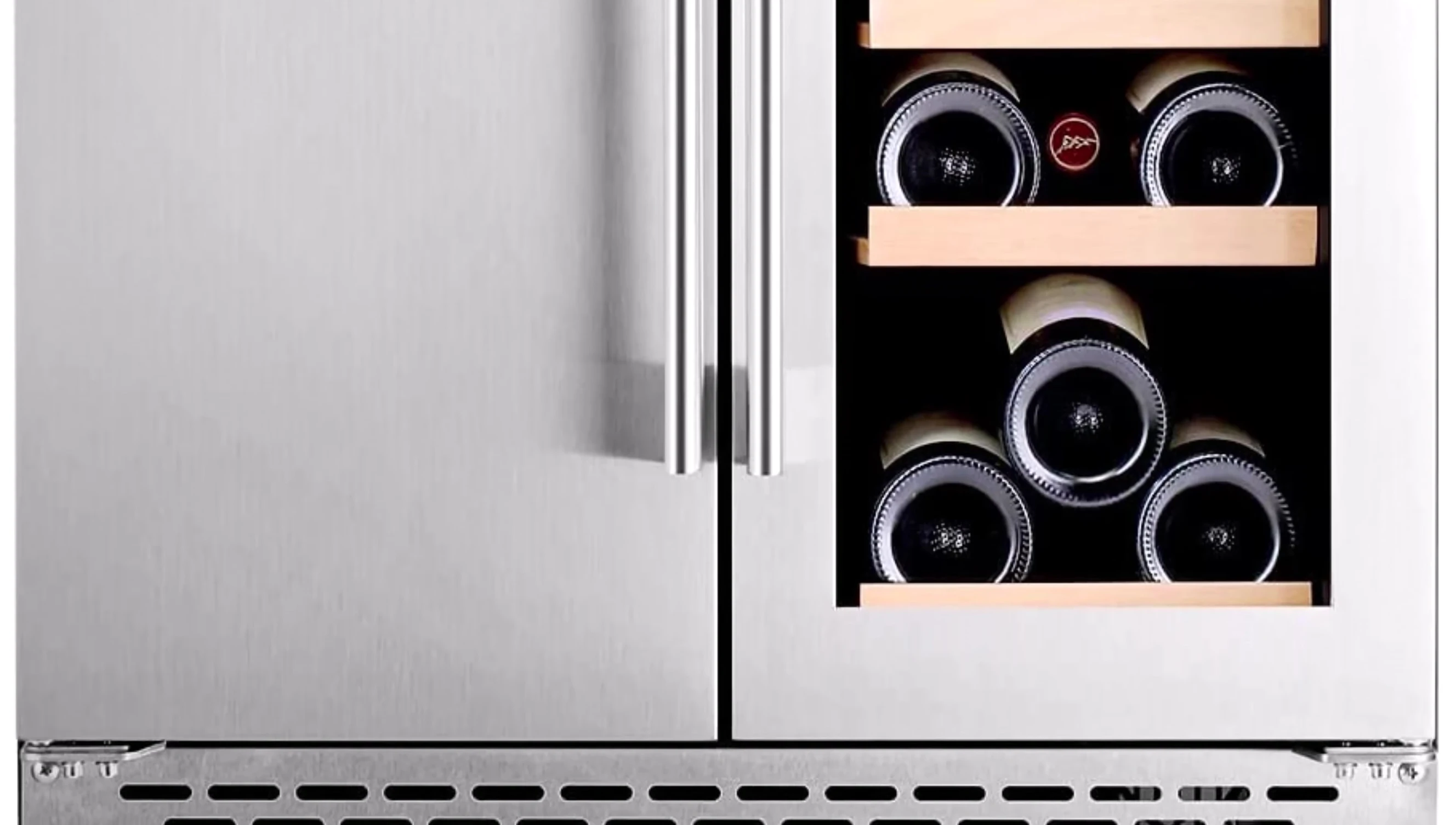 Interior view showcasing the storage compartments of the wine cooler