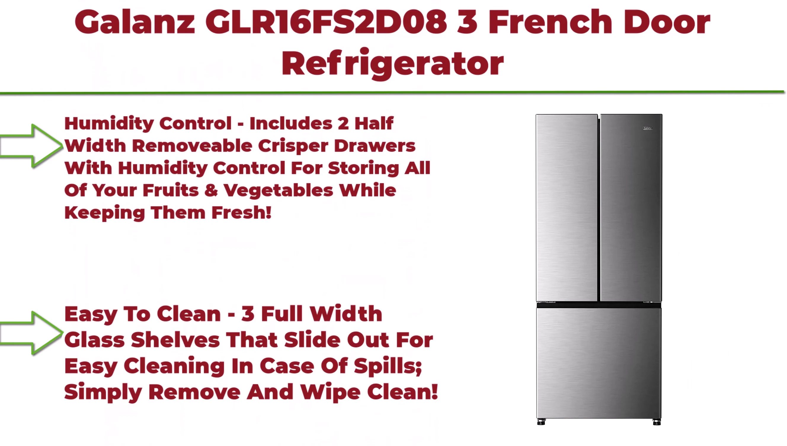 Galanz GLR16FS2D083 French door refrigerator