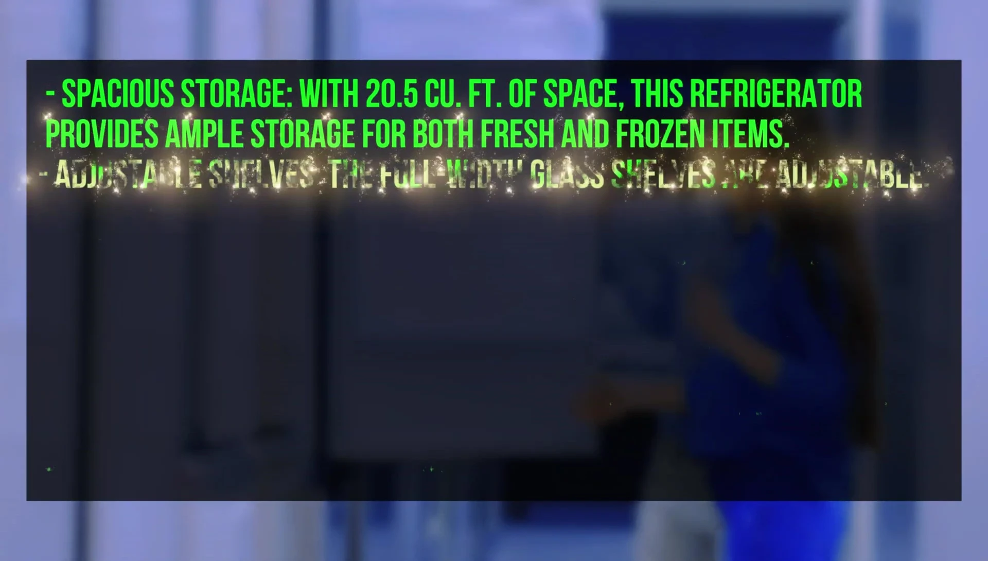 Shot emphasizing the spacious interior of the refrigerator.