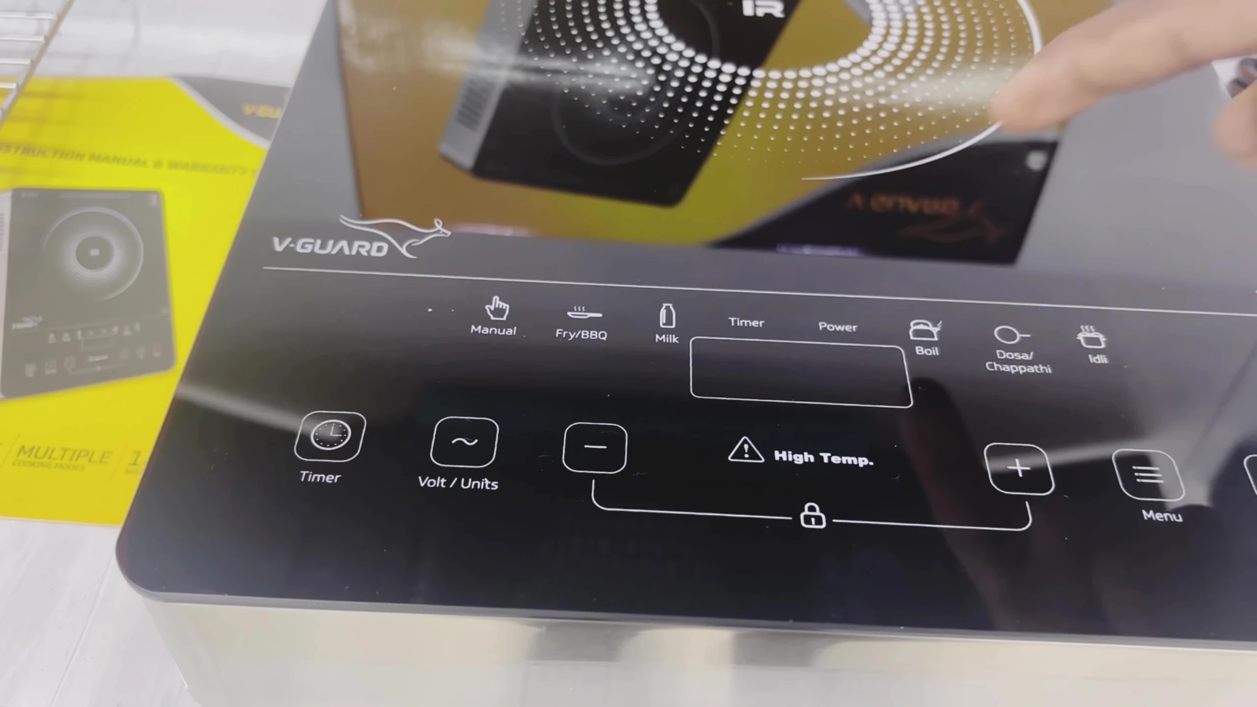 Cooktop menu options displayed