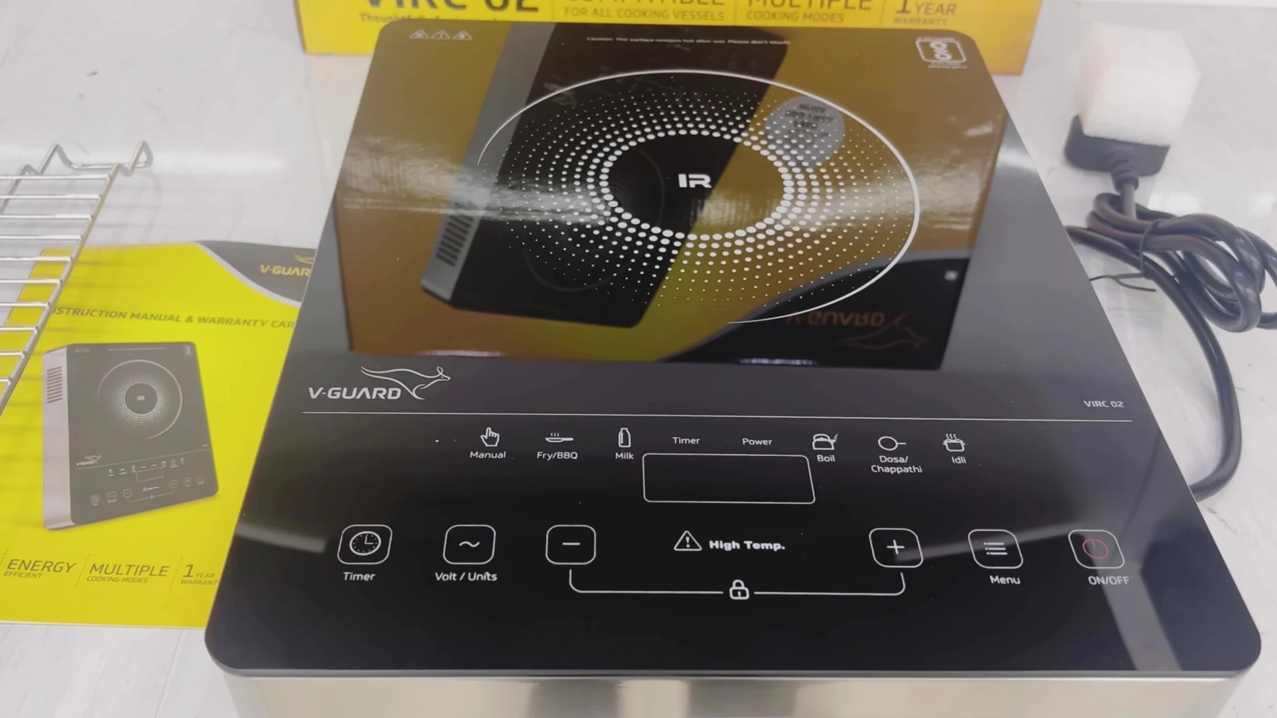 Close-up of the touch panel control interface