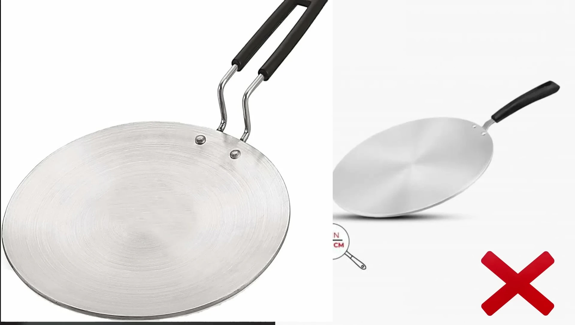 Cooking roti with a flat-bottomed pan