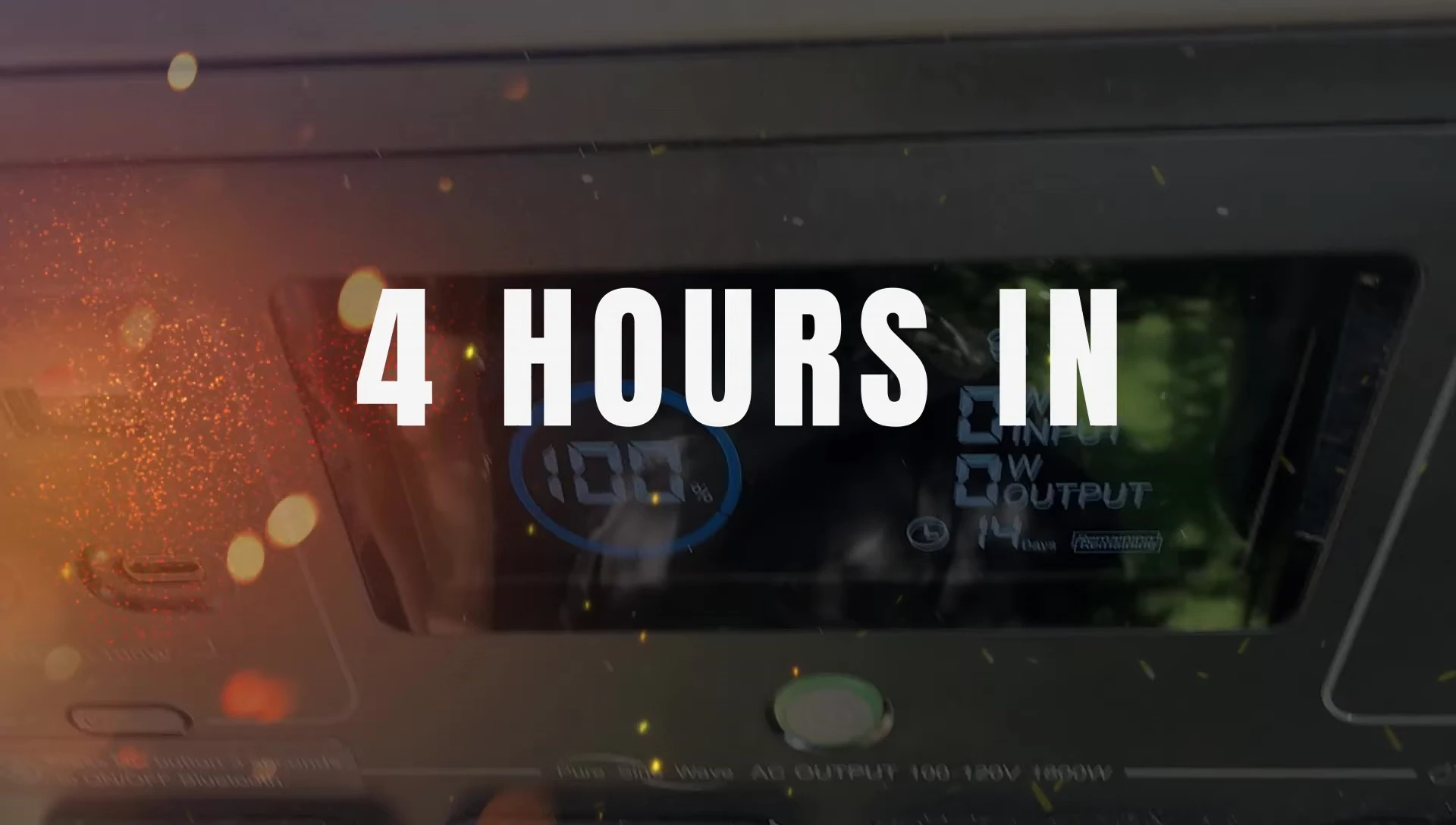 Final shot showing the fully charged power station after four hours.